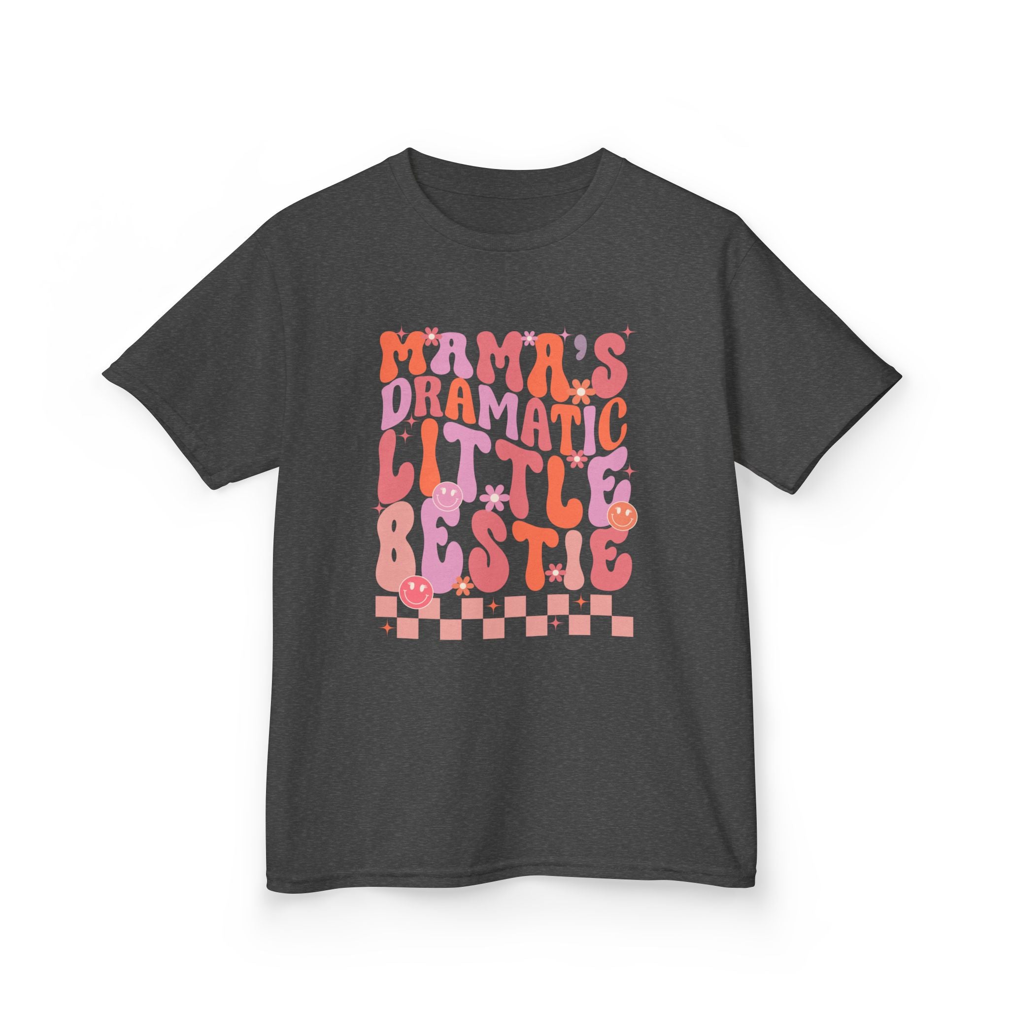 Kids Tee — "Mama's Dramatic Little Bestie" Retro Pink Graphic Shirt