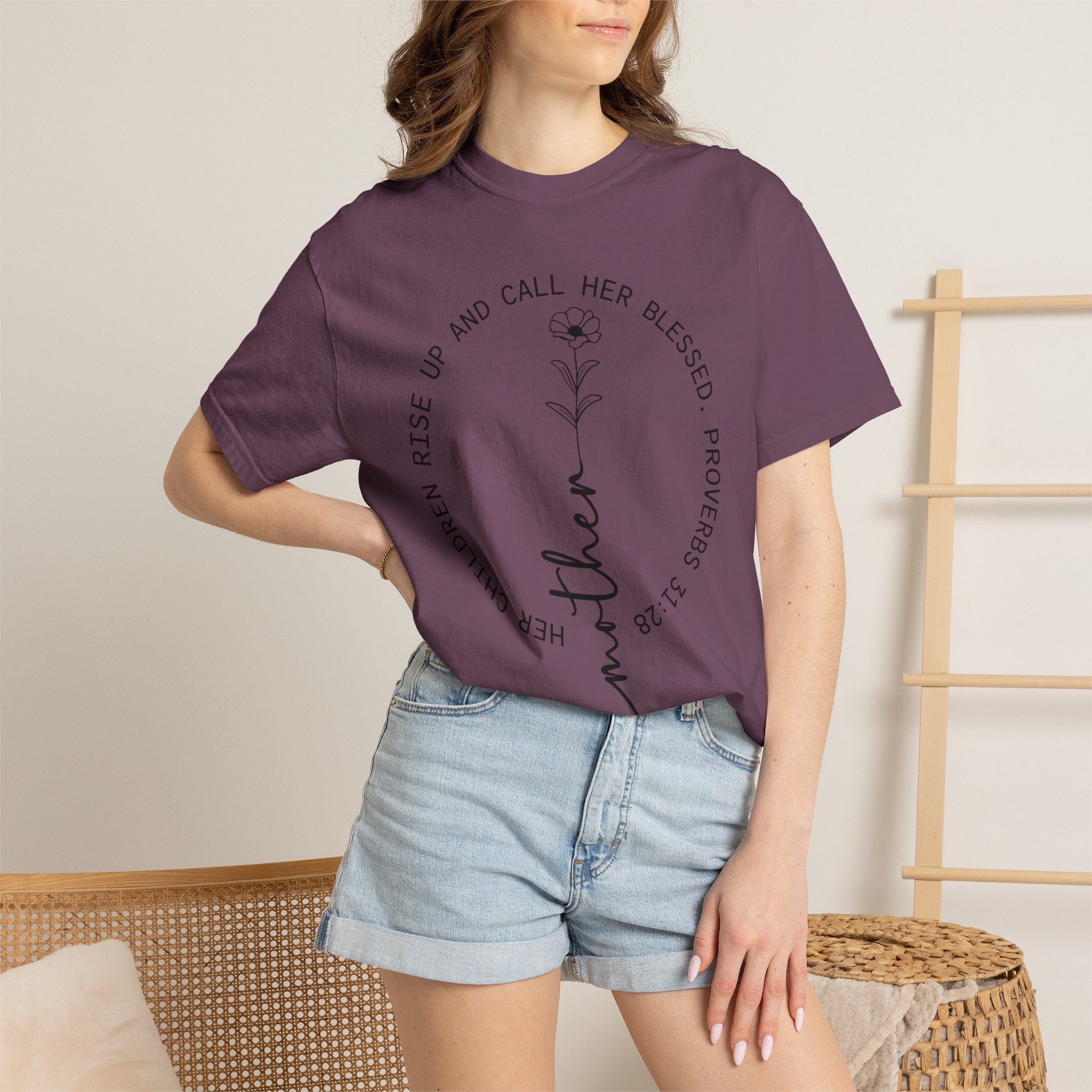T‑Shirt — “Mother” Floral Scripture Tee (Proverbs 31:28)