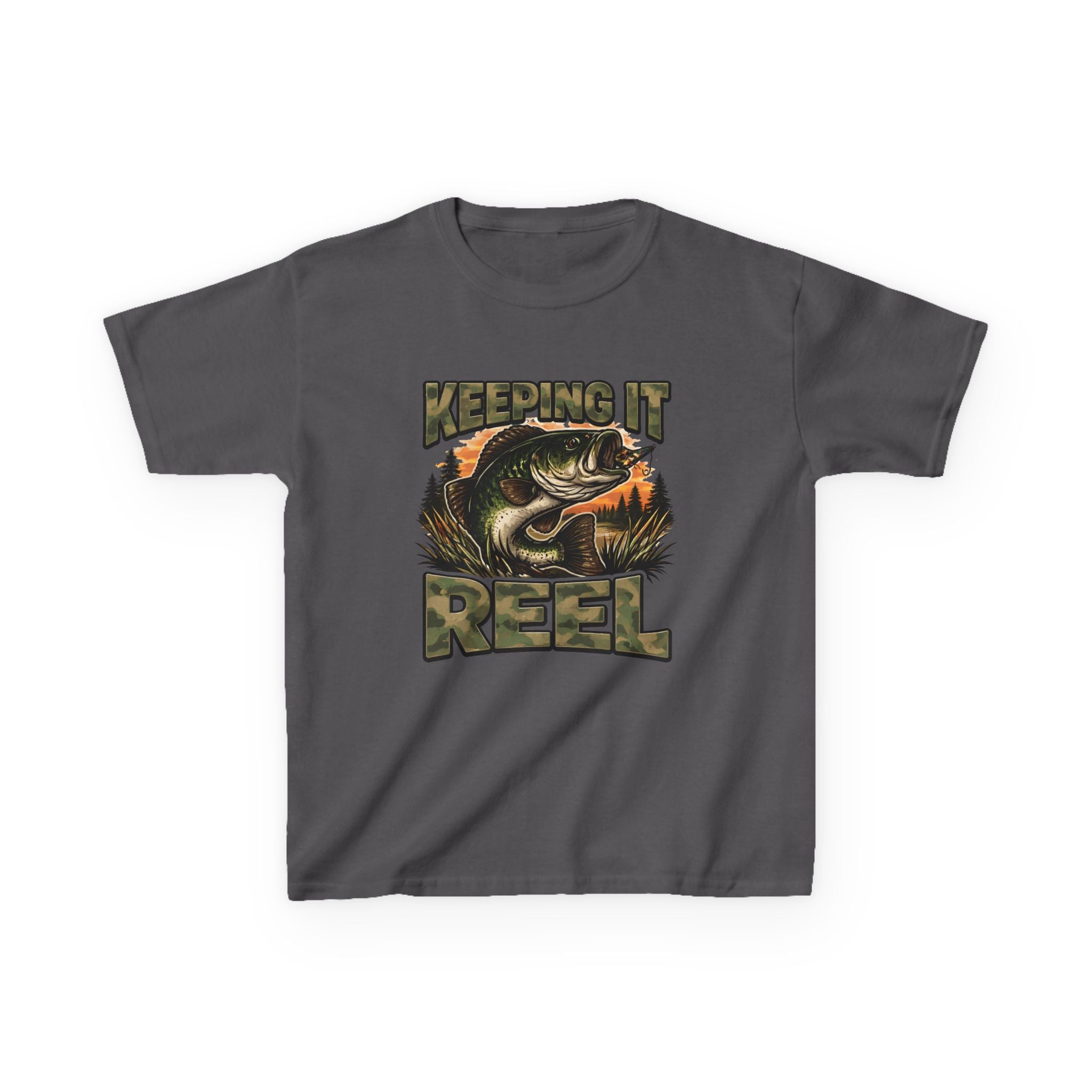 Kids Fishing T-Shirt — "Keeping It Reel" Bass Graphic Tee