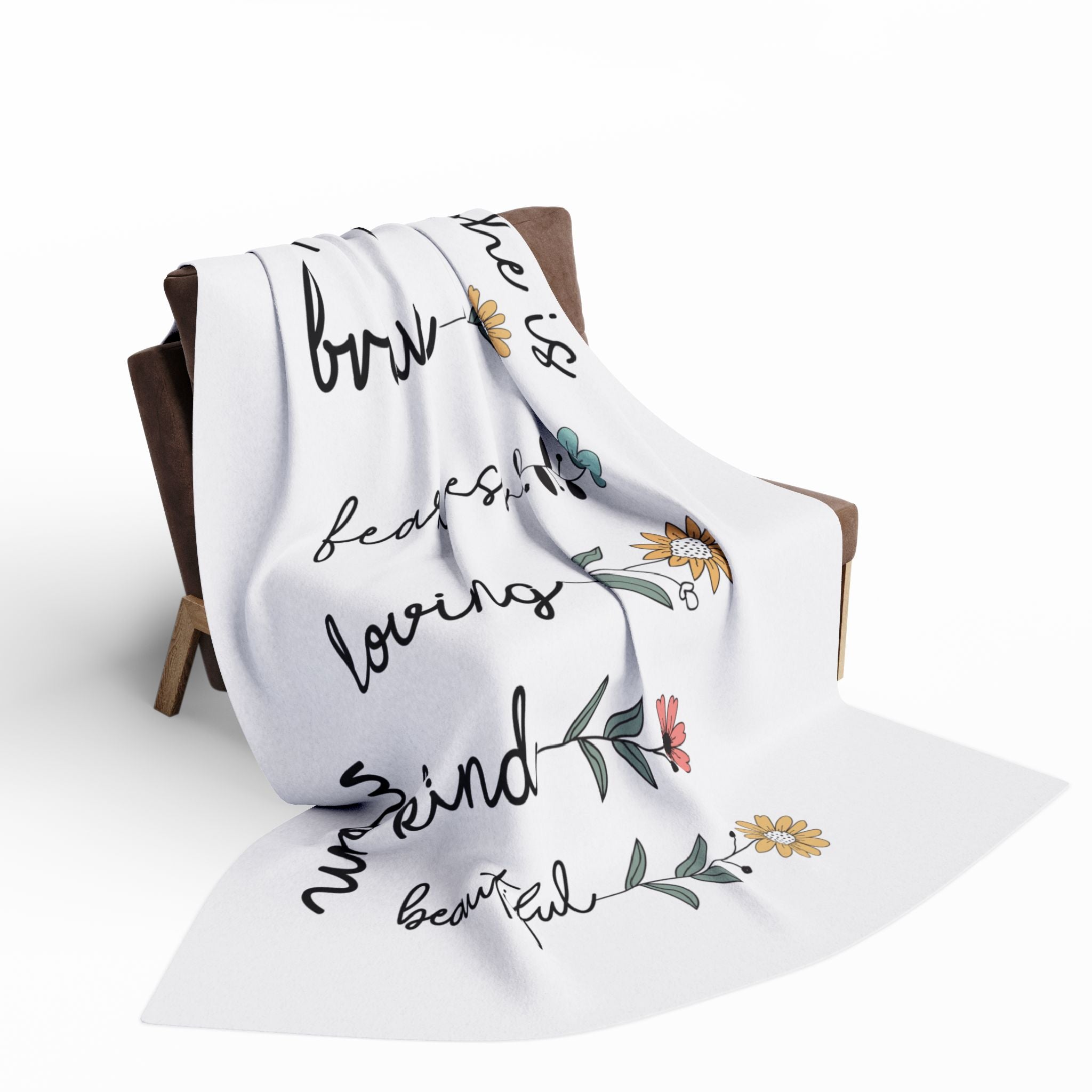 Arctic Fleece Blanket — "She is"  (Strong, Brave, Loving, Kind)