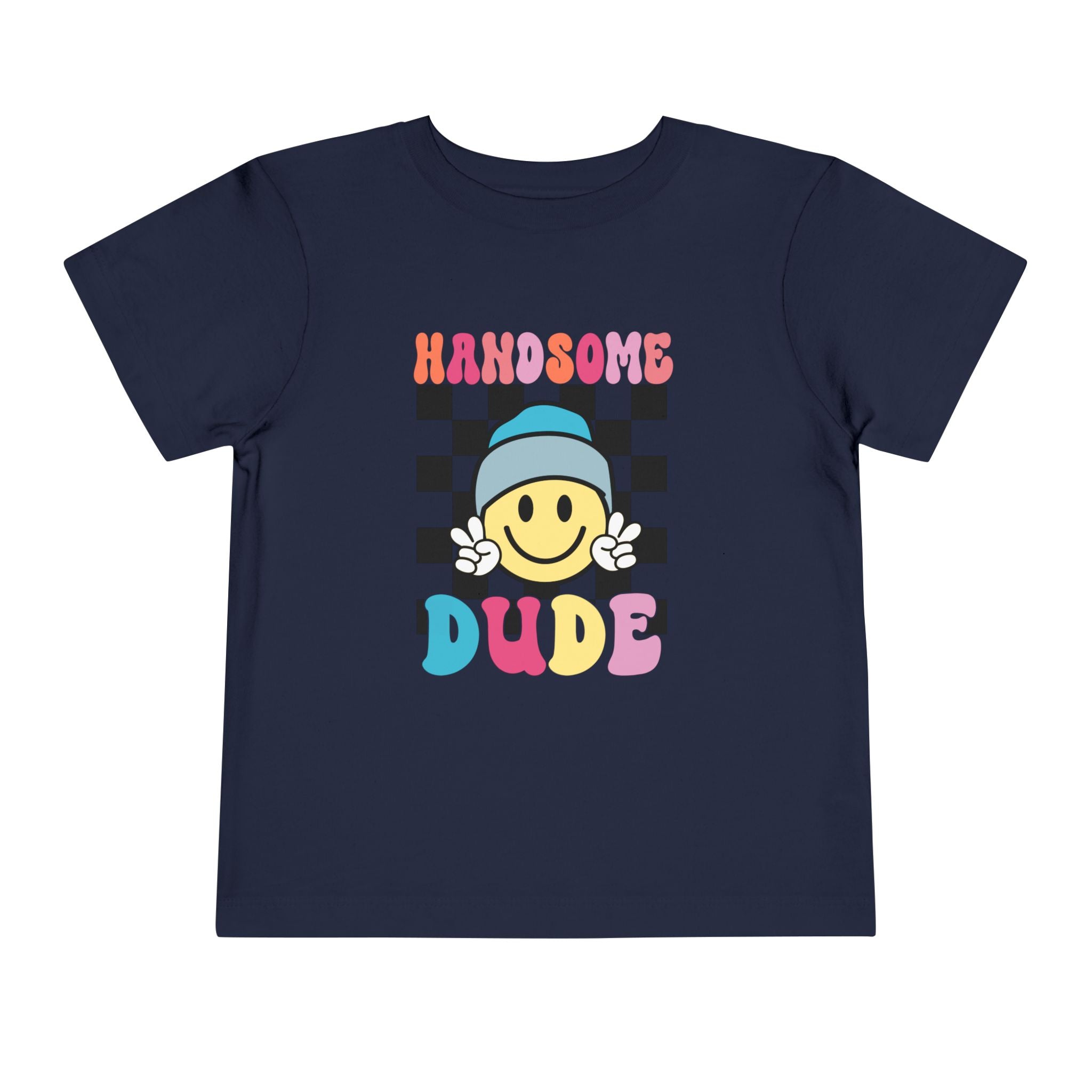 Handsome Dude Toddler Tee — Retro Smile Face Graphic Shirt