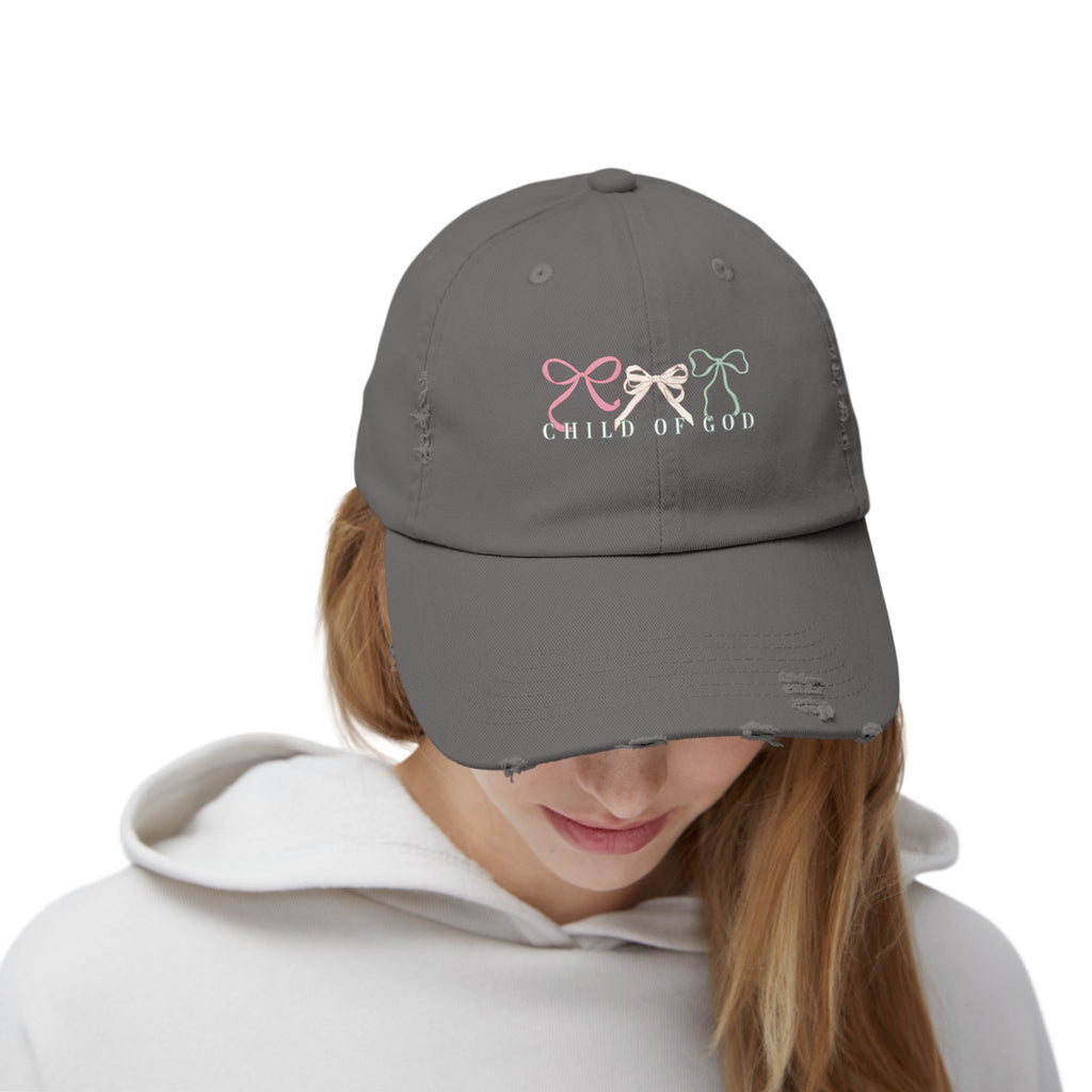 Distressed Cap — Child of God Bows Embroidered Hat