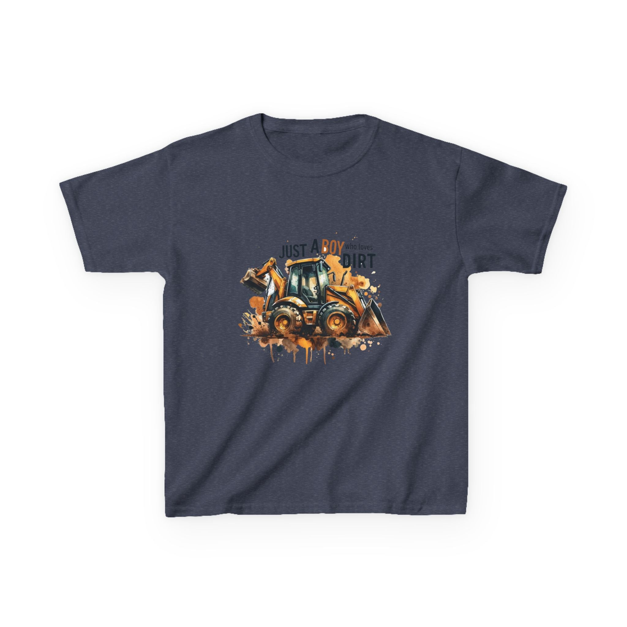 Kids Tee — "Just a Boy Who Loves Dirt" Construction Dump Truck Graphic