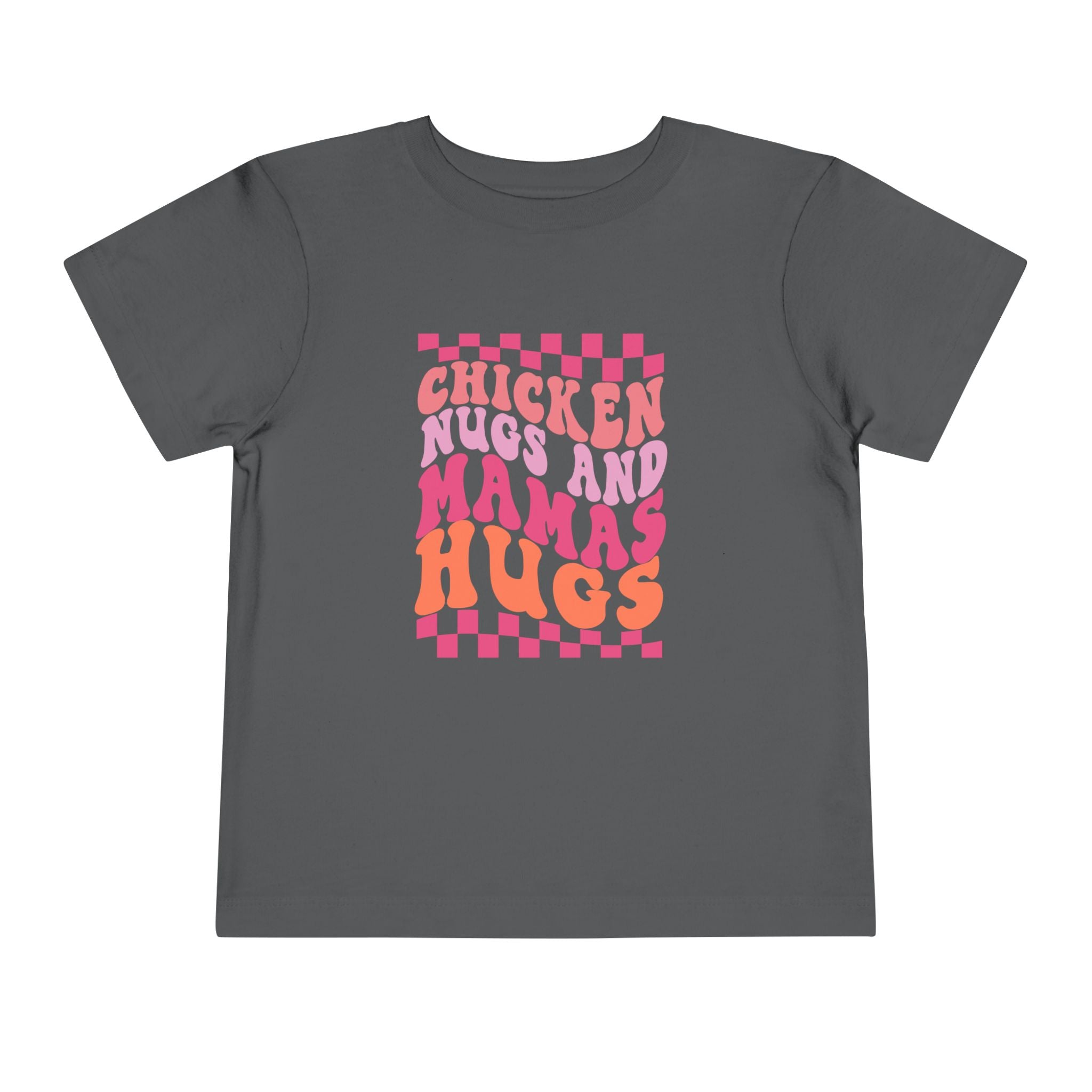 Toddler Tee — "Chicken Hugs and Mama's Hugs" Retro Pink Checkerboard