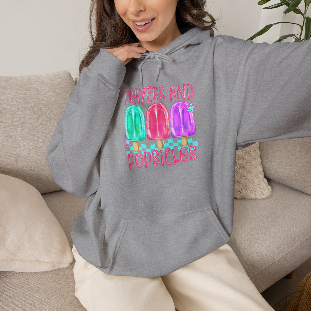 Prayer & Popsicles Hoodie — Cute Pastel Faith Graphic Sweatshirt