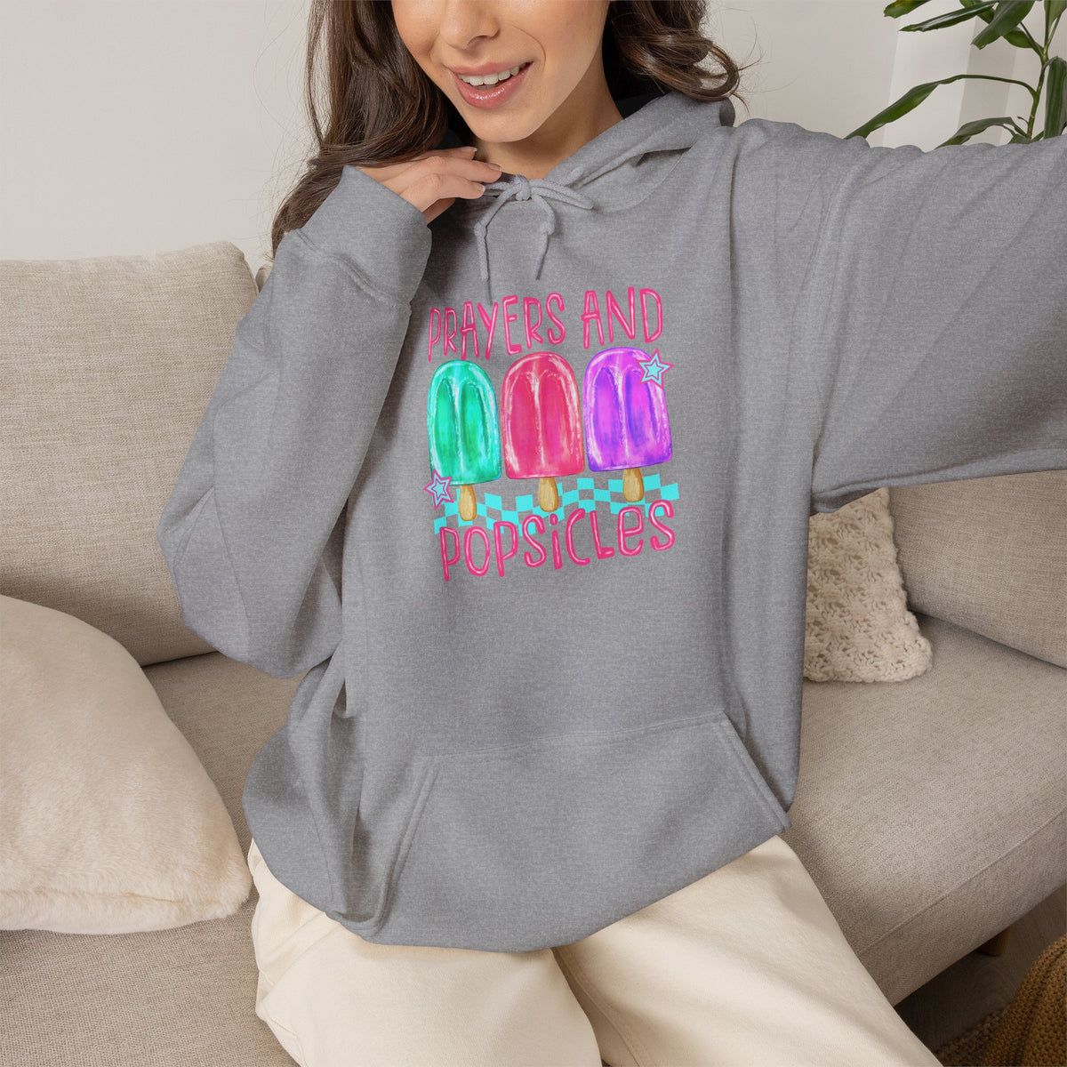 Prayer & Popsicles Hoodie — Cute Pastel Faith Graphic Sweatshirt