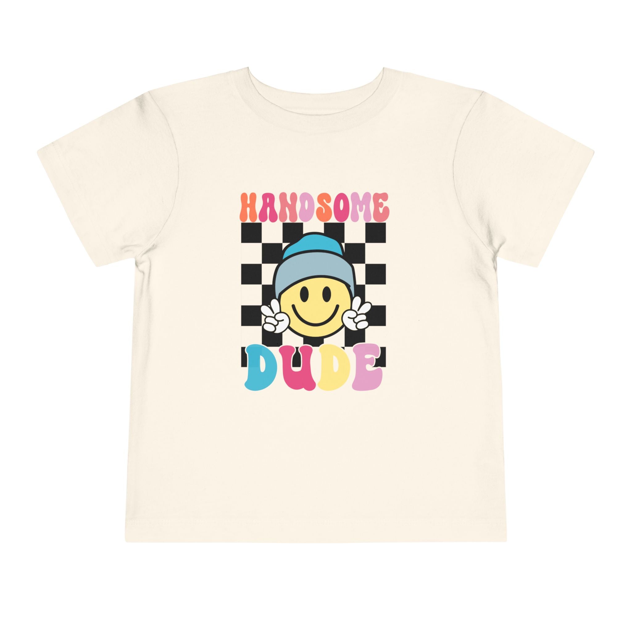Handsome Dude Toddler Tee — Retro Smile Face Graphic Shirt