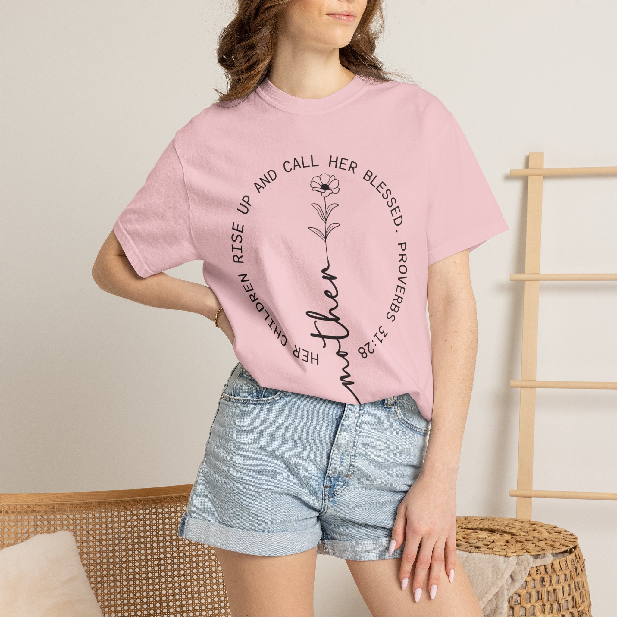 T‑Shirt — “Mother” Floral Scripture Tee (Proverbs 31:28)