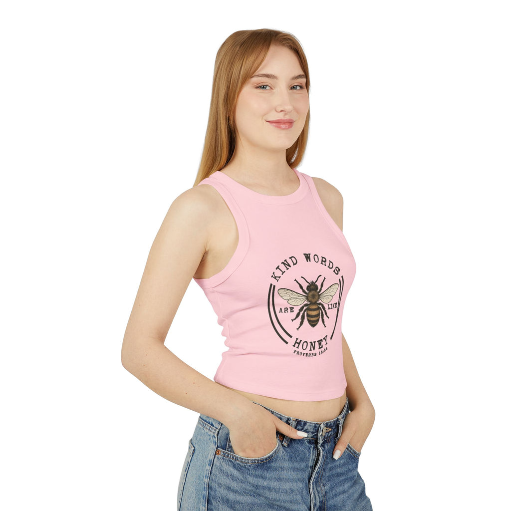 Bee Graphic Racer Tank Top "Kind Words Are Like Honey"
