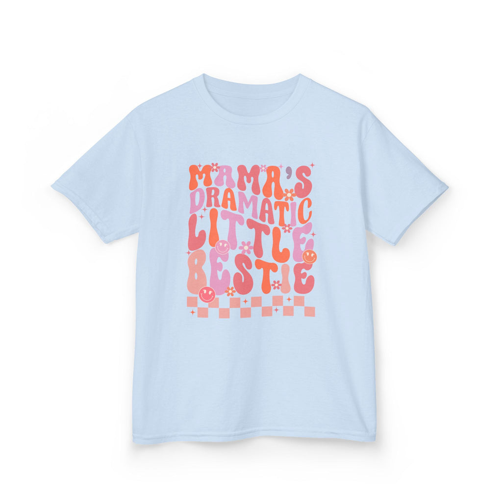 Kids Tee — "Mama's Dramatic Little Bestie" Retro Pink Graphic Shirt