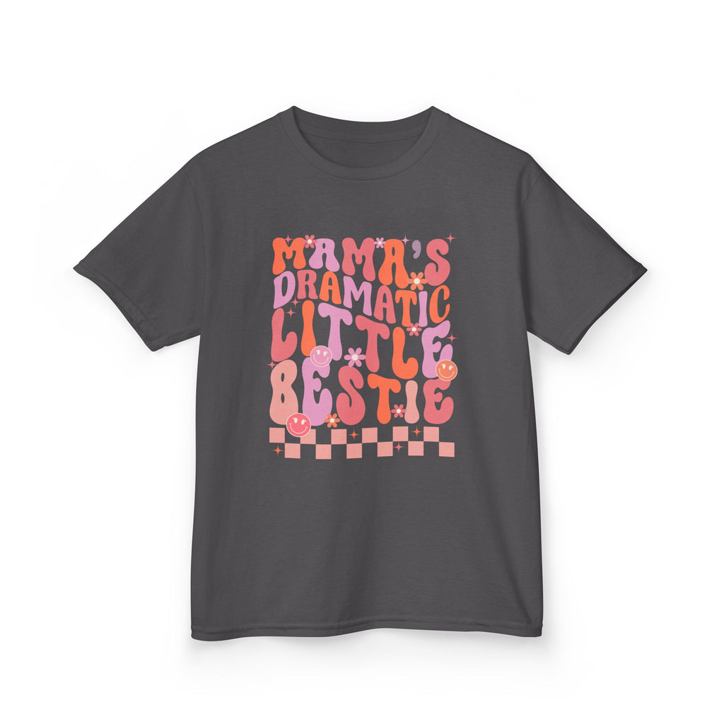 Kids Tee — "Mama's Dramatic Little Bestie" Retro Pink Graphic Shirt