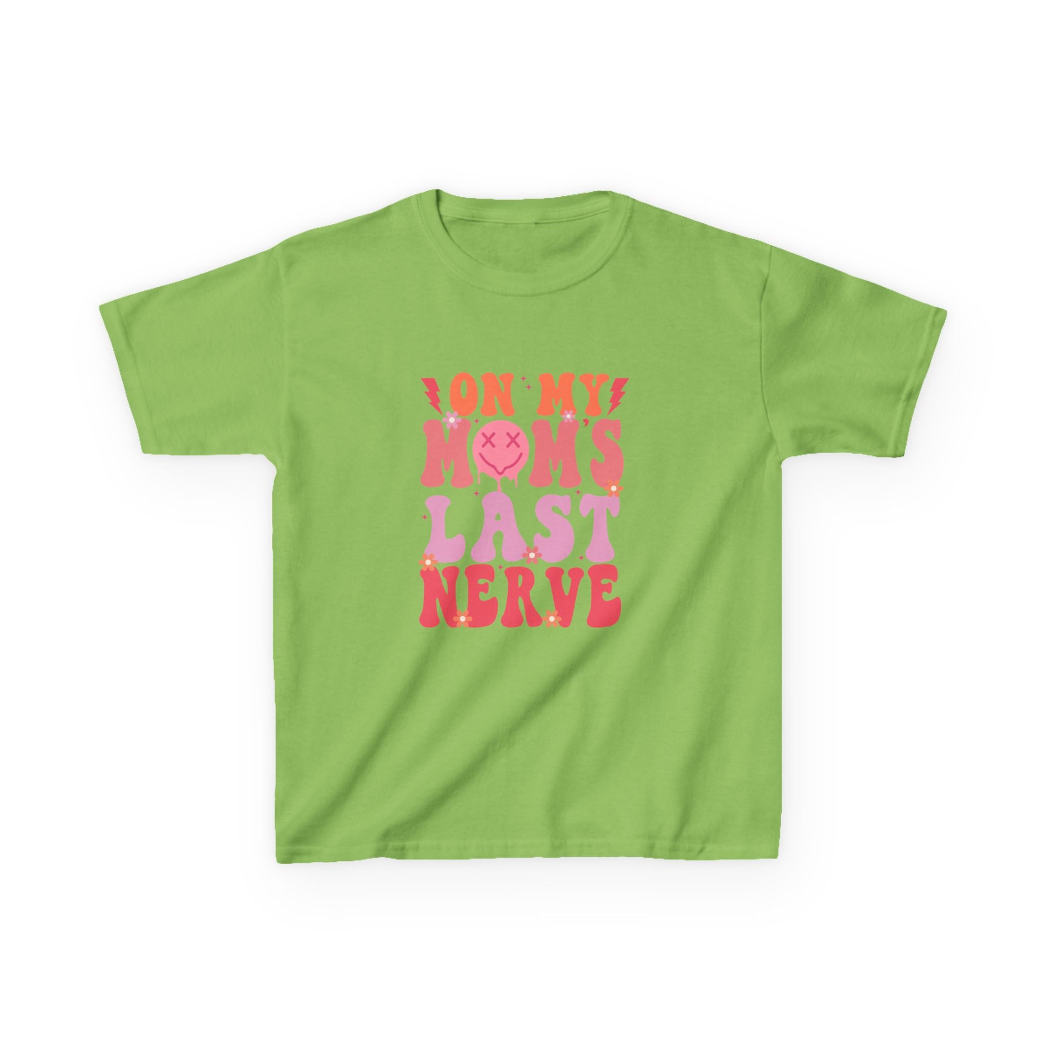 Kids Tee — "On My Mom's Last Nerve" Retro Pink Graphic