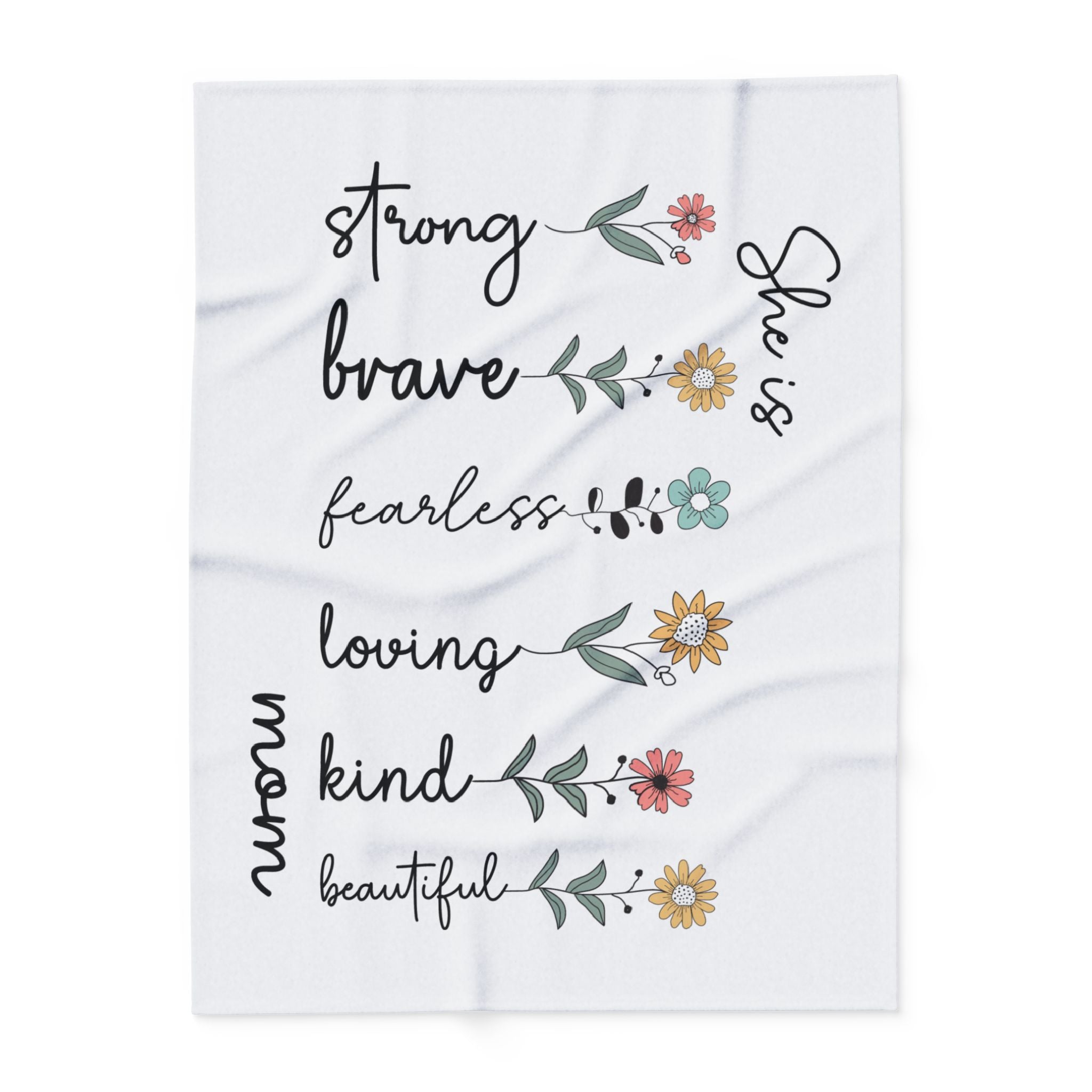 Arctic Fleece Blanket — "She is"  (Strong, Brave, Loving, Kind)