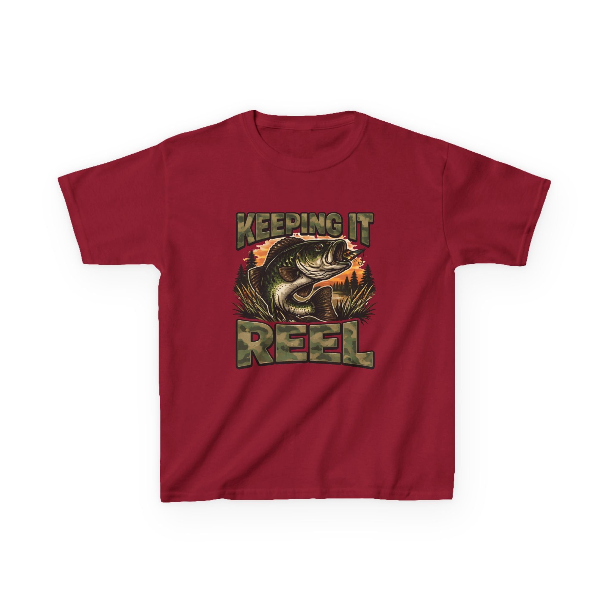 Kids Fishing T-Shirt — "Keeping It Reel" Bass Graphic Tee