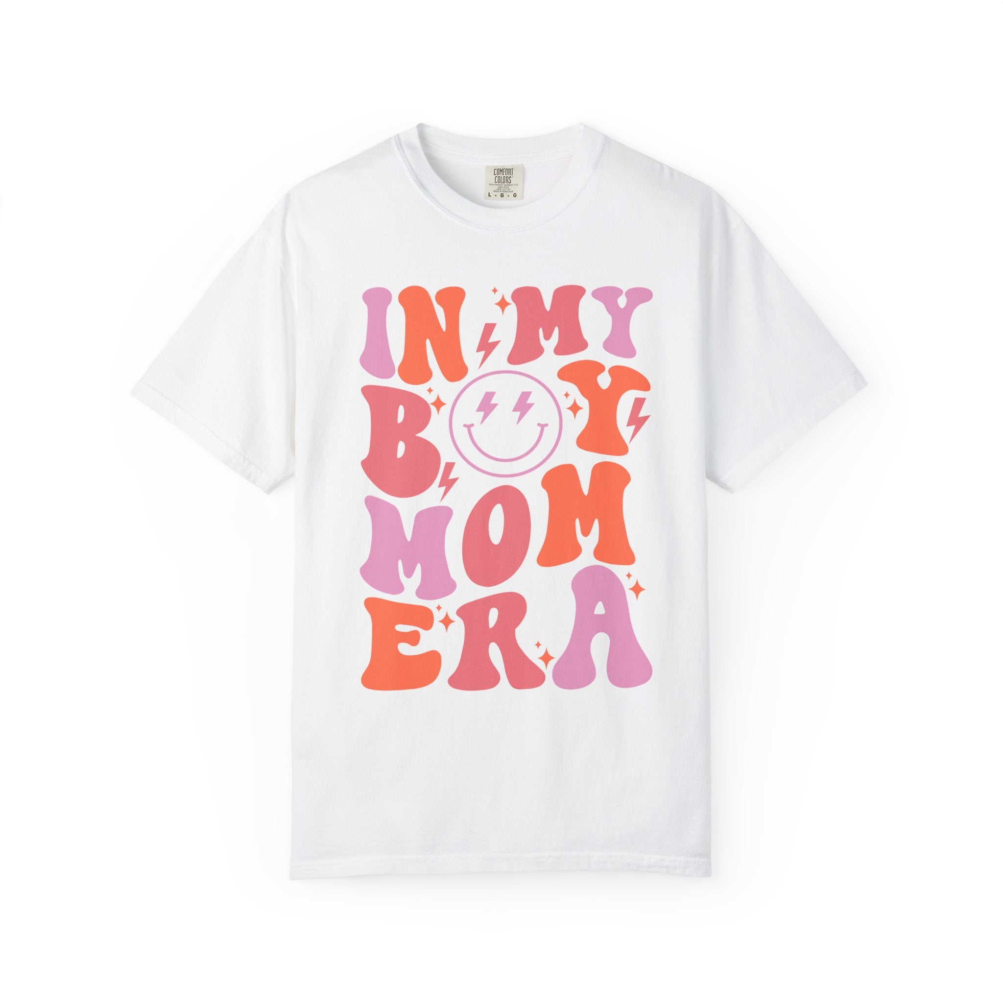 Mom Era Retro Graphic T-Shirt — "In My Boy Mom Era" Smiley Tee