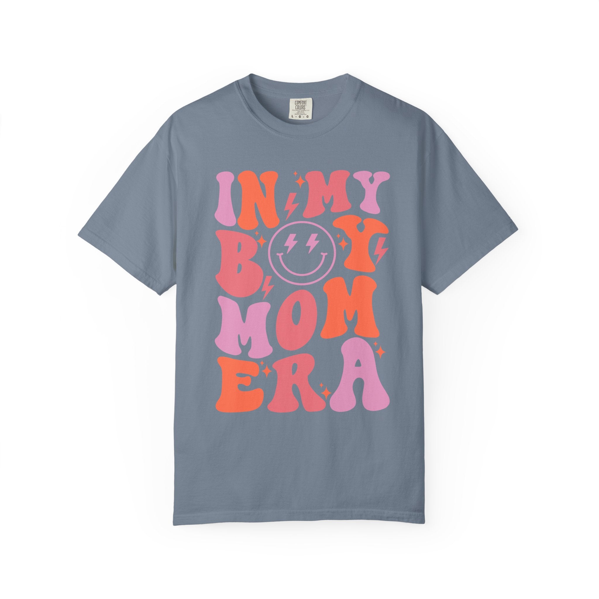 Mom Era Retro Graphic T-Shirt — "In My Boy Mom Era" Smiley Tee