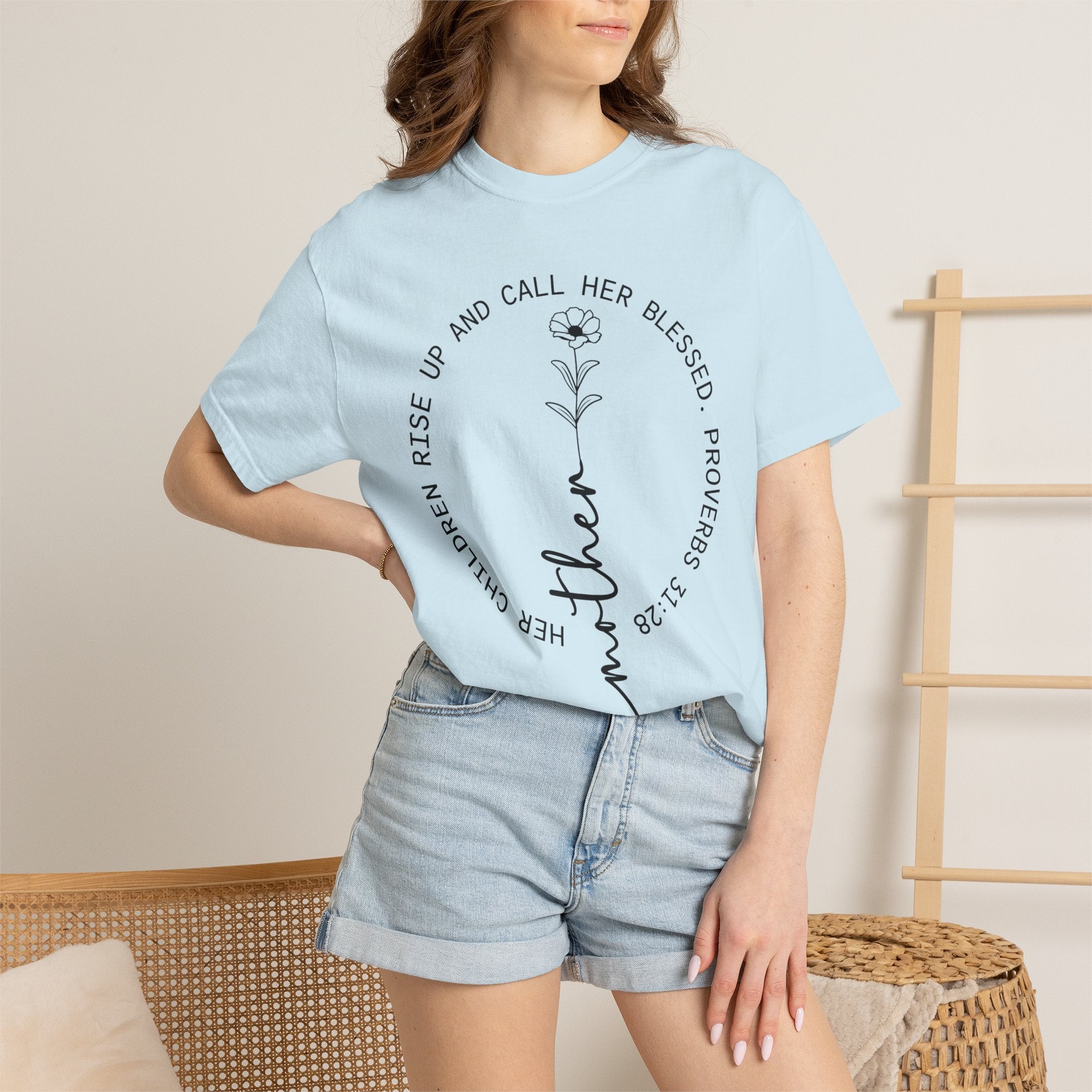 T‑Shirt — “Mother” Floral Scripture Tee (Proverbs 31:28)
