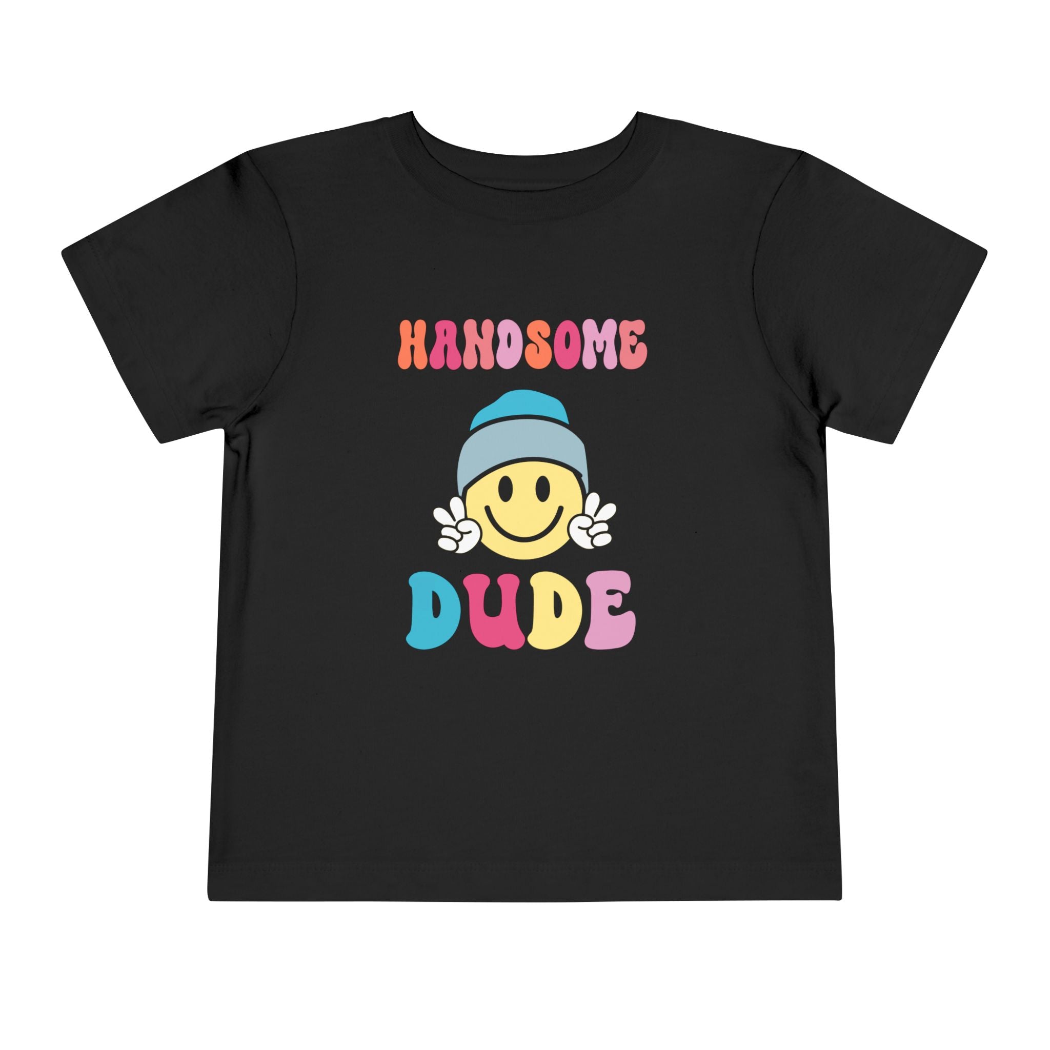 Handsome Dude Toddler Tee — Retro Smile Face Graphic Shirt