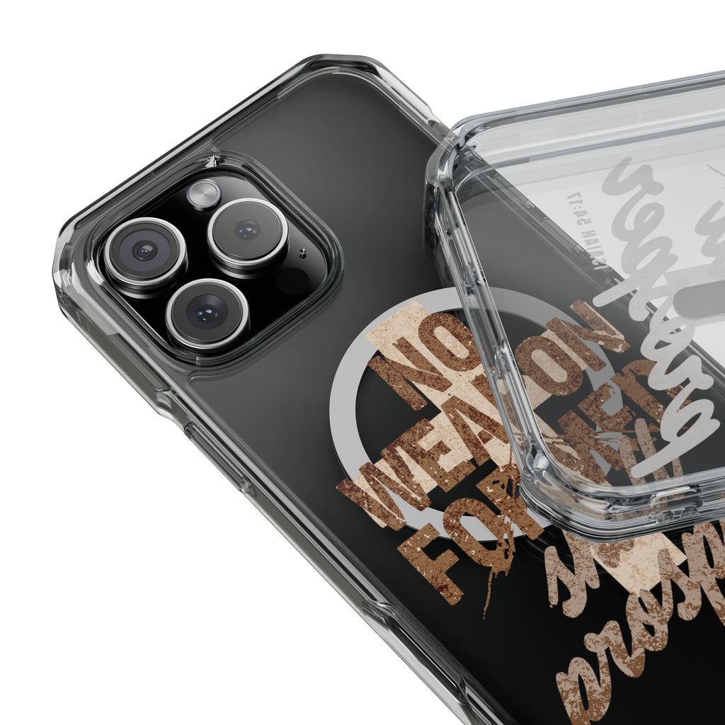 Magnetic Clear Phone Case "No Weapon Formed Shall Prosper"