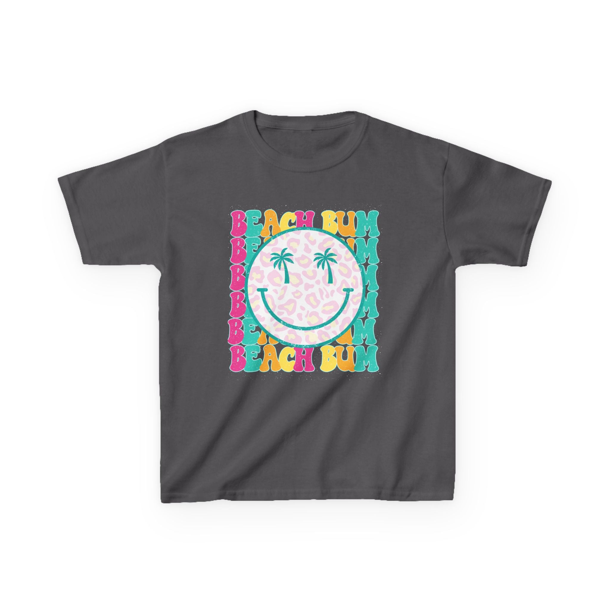 Kids Tee - "Beach Bum" Smiley Palm Graphic Tropical Summer Shirt