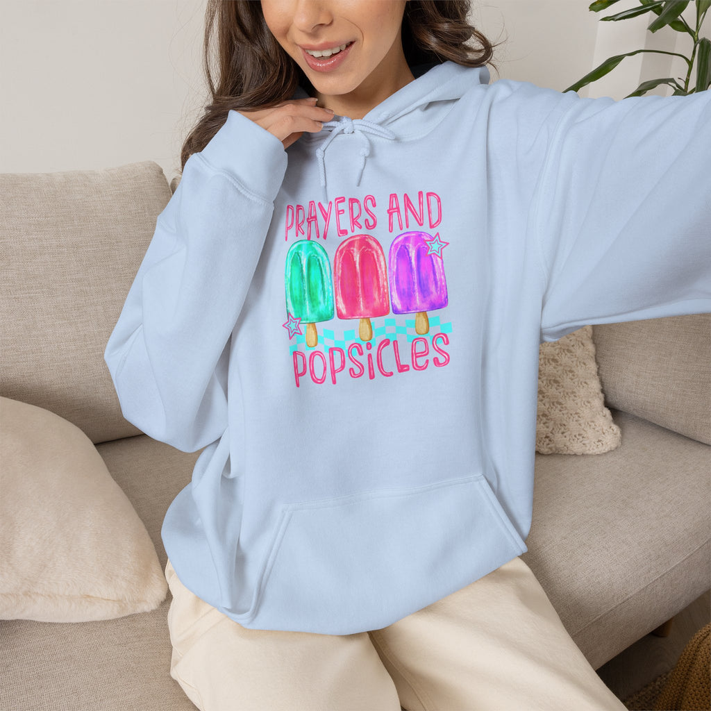 Prayer & Popsicles Hoodie — Cute Pastel Faith Graphic Sweatshirt