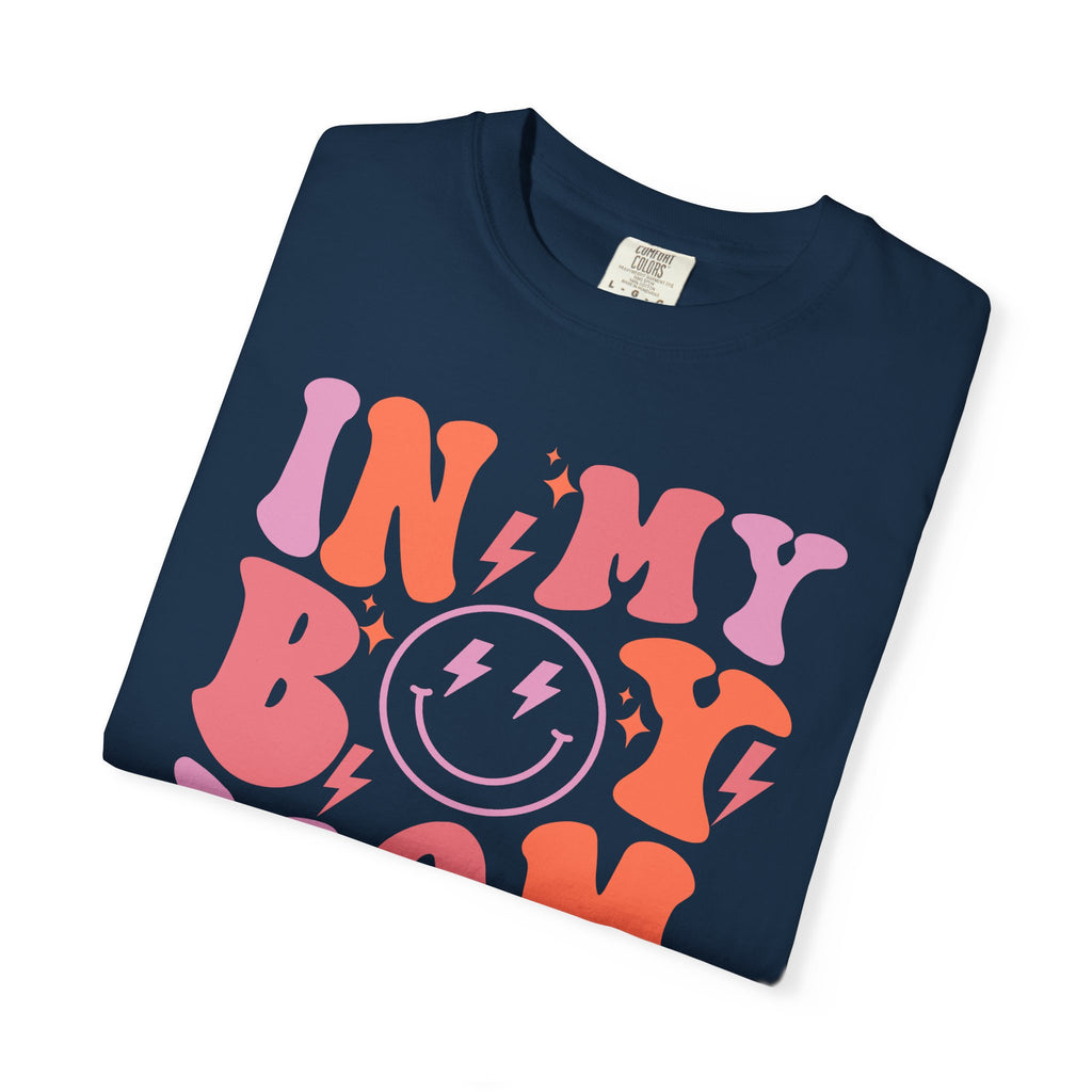 Mom Era Retro Graphic T-Shirt — "In My Boy Mom Era" Smiley Tee