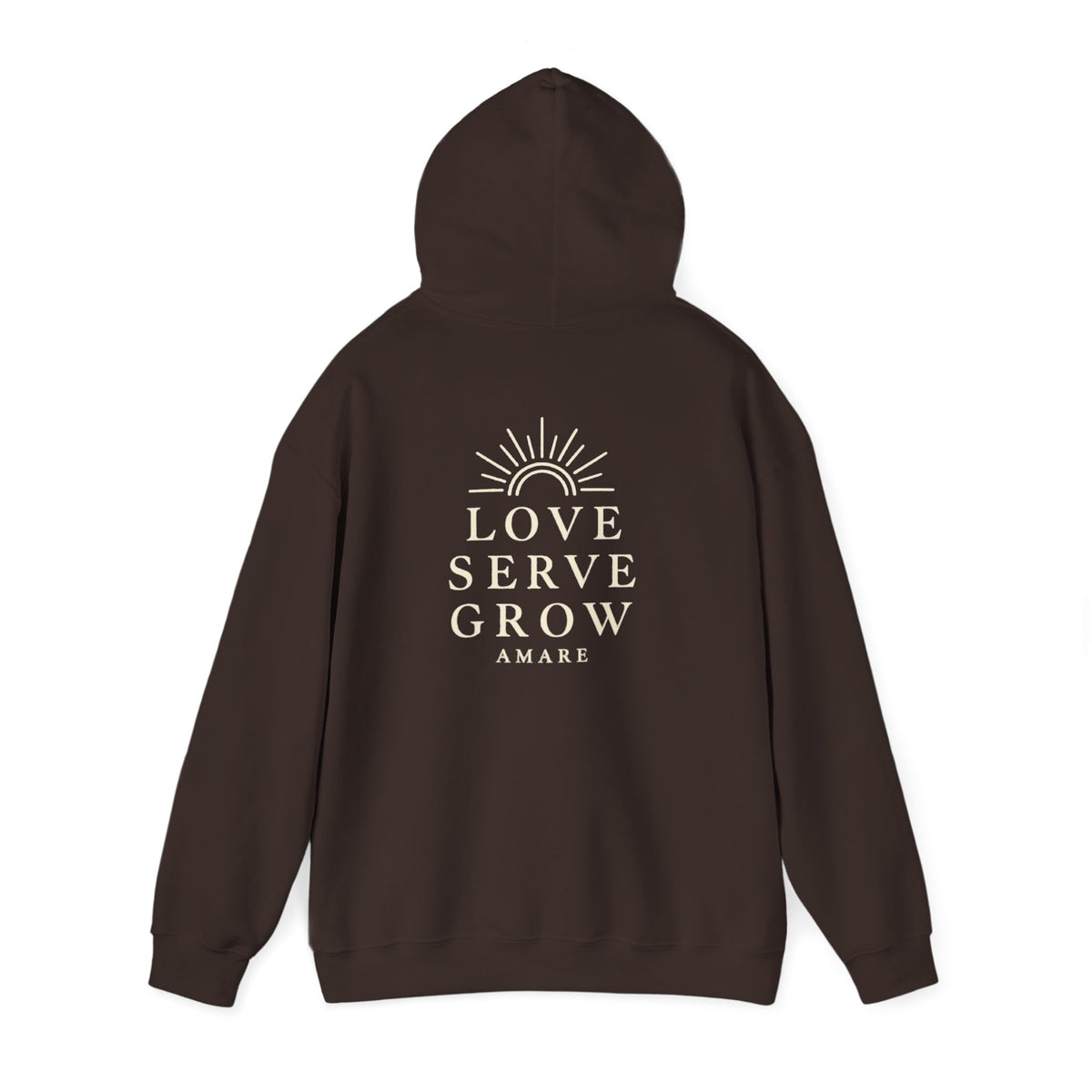 Amare 'Love Serve Grow' Hoodie – Minimalist Inspirational Pullover
