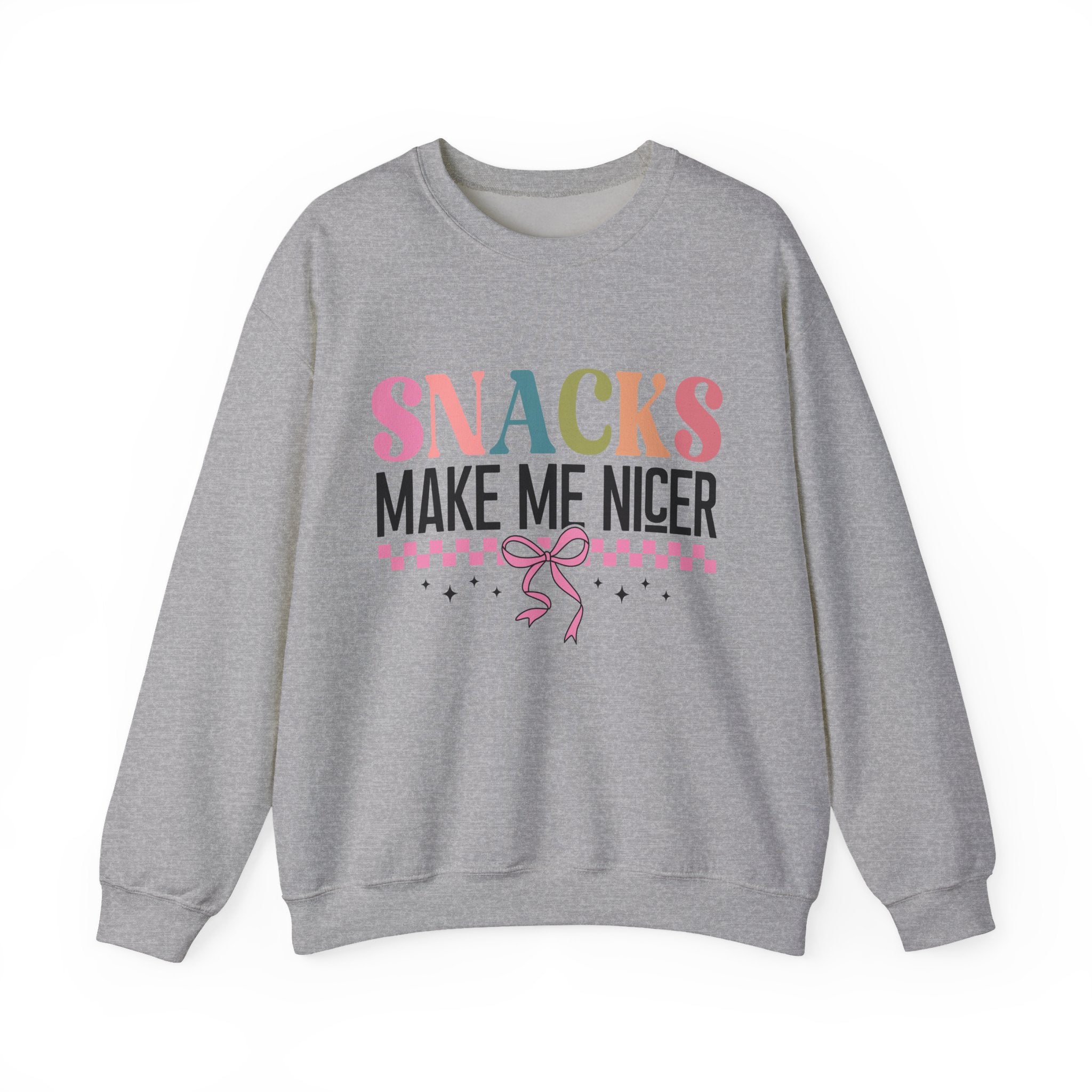 Sweatshirt — "Snacks Make Me Nicer" Cozy Graphic Crewneck