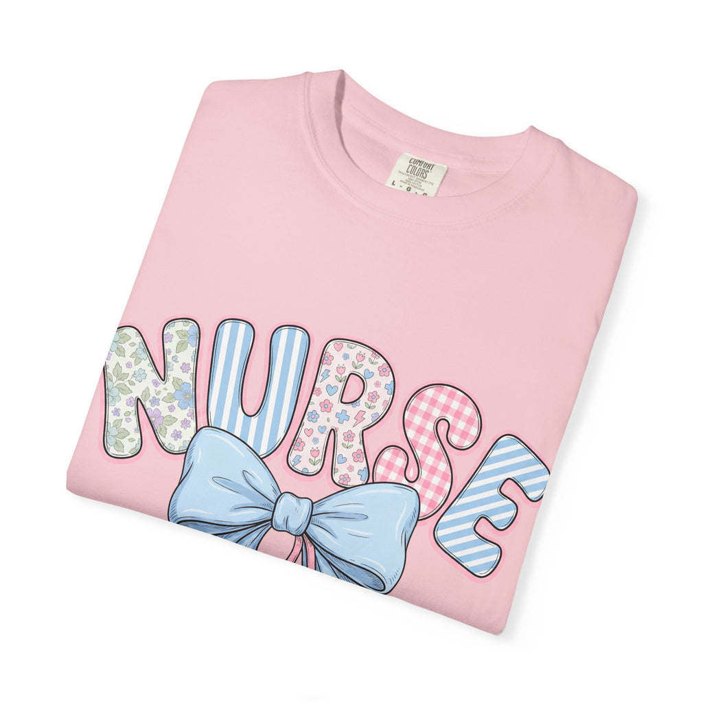 Nurse Bow Stethoscope T-Shirt Pastel Floral Nursing