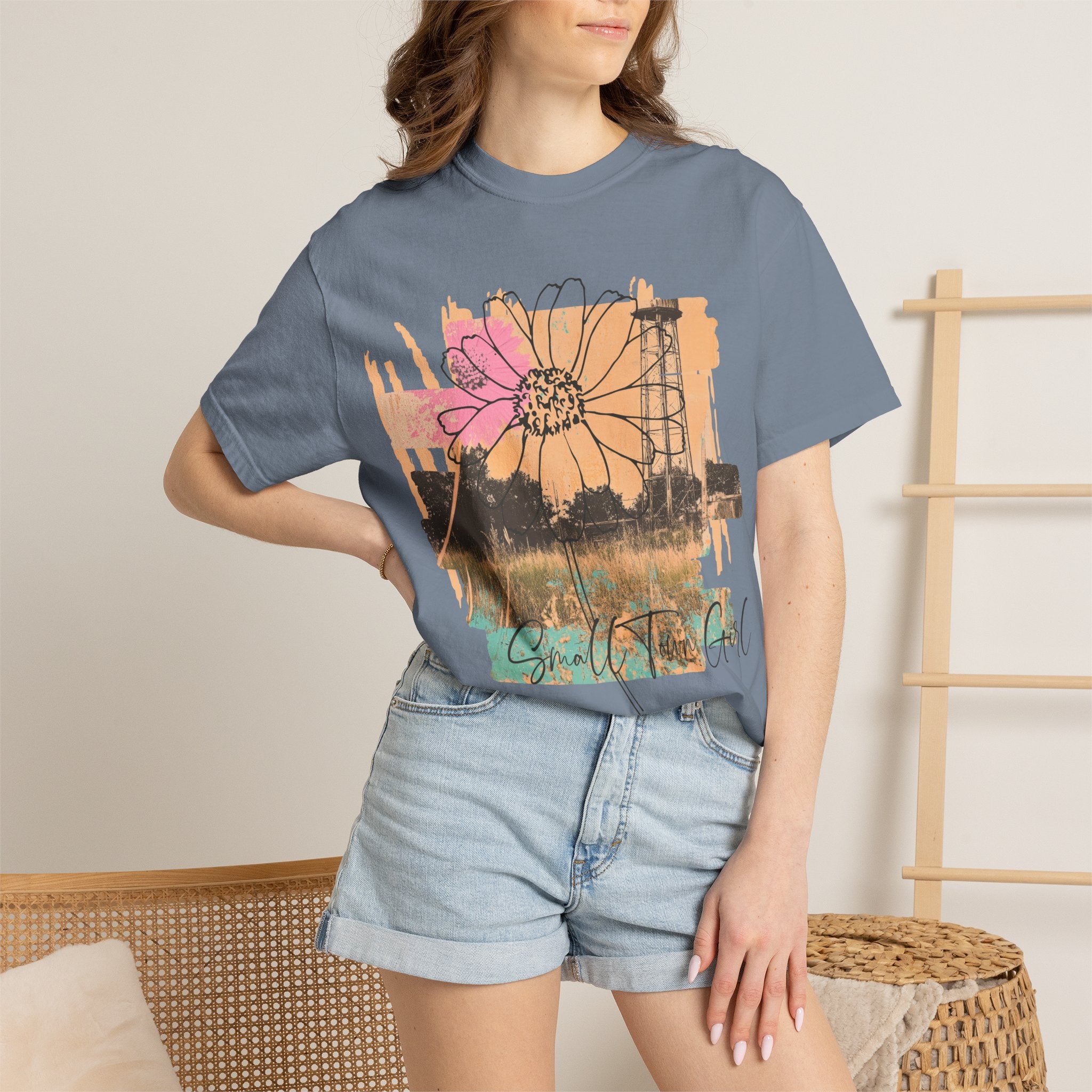 Daisy Field Graphic T-Shirt — 'Sprinkled With Calm' Floral Sunset Tee