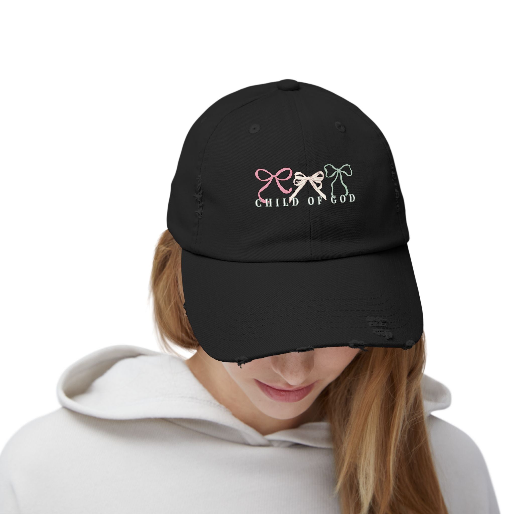 Distressed Cap — Child of God Bows Embroidered Hat