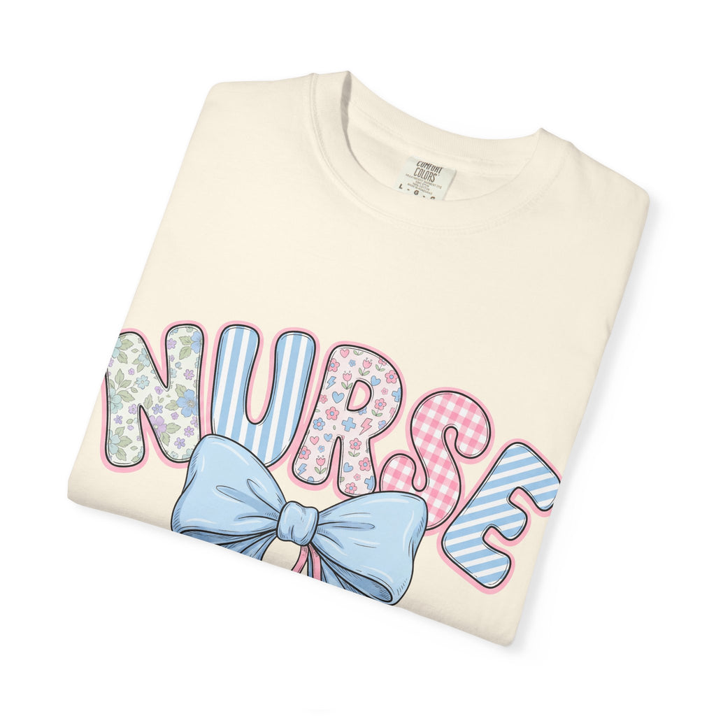 Nurse Bow Stethoscope T-Shirt Pastel Floral Nursing