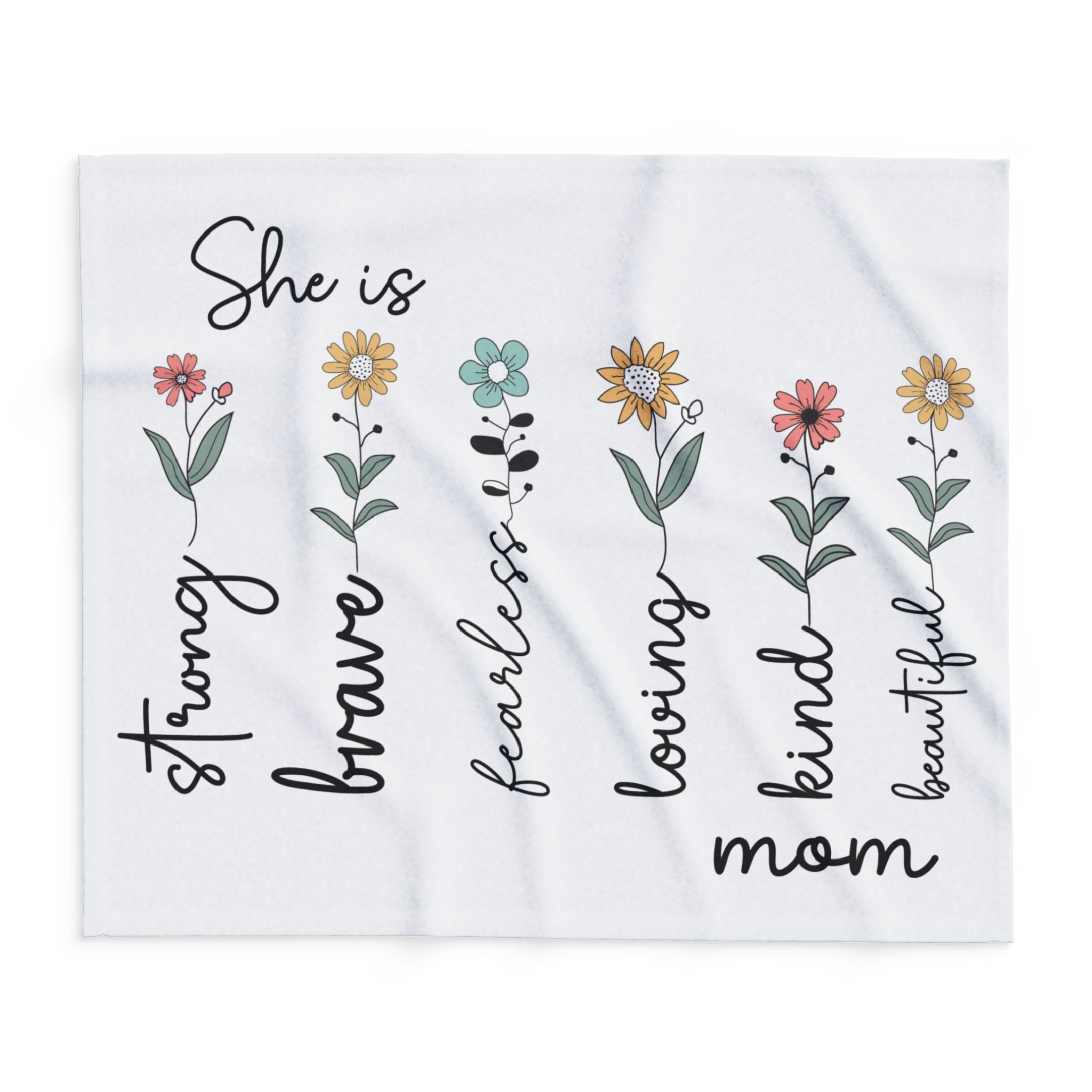 Arctic Fleece Blanket — "She is"  (Strong, Brave, Loving, Kind)