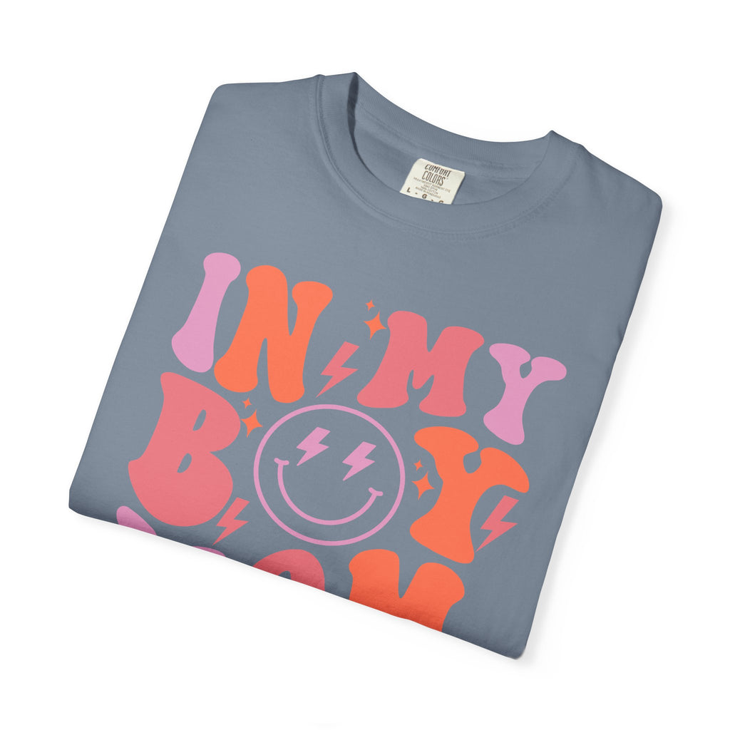 Mom Era Retro Graphic T-Shirt — "In My Boy Mom Era" Smiley Tee