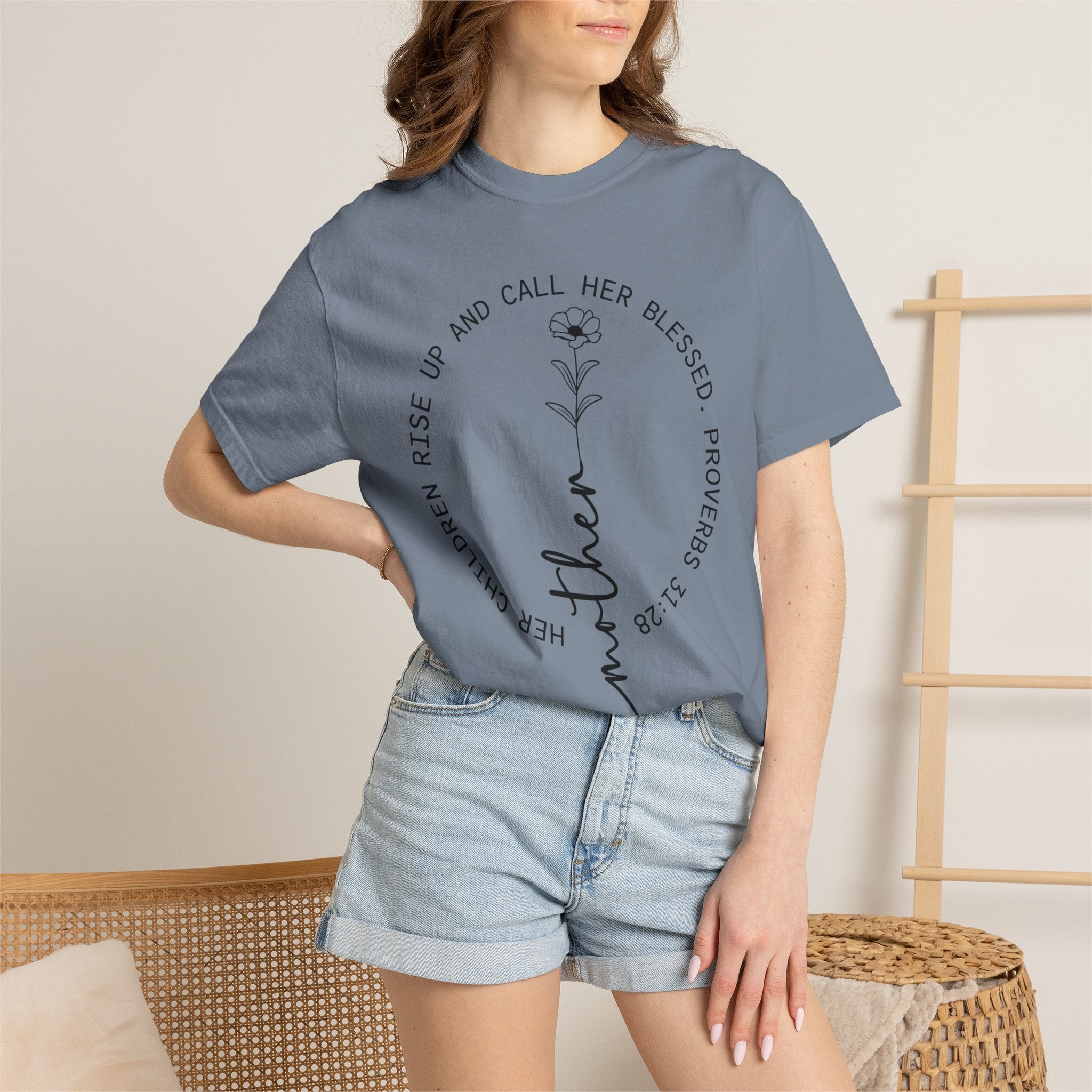 T‑Shirt — “Mother” Floral Scripture Tee (Proverbs 31:28)