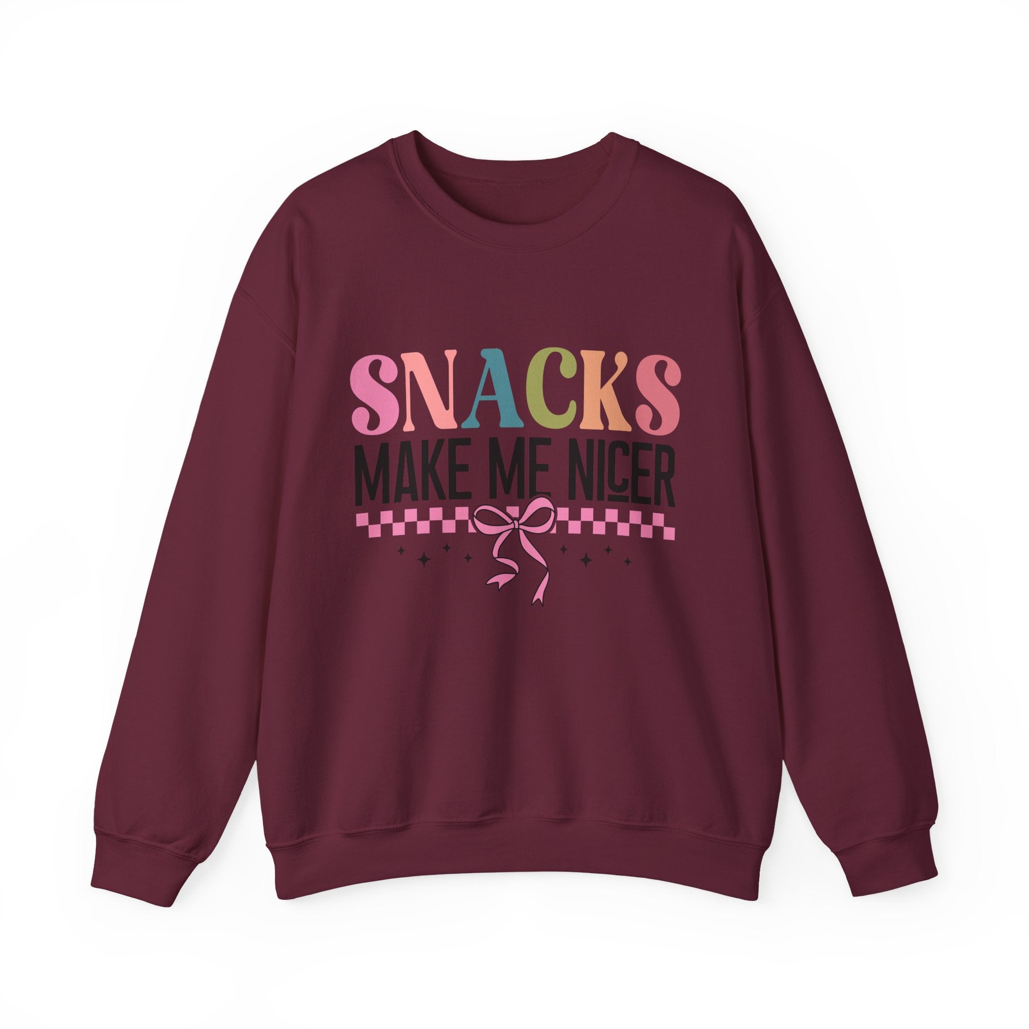 Sweatshirt — "Snacks Make Me Nicer" Cozy Graphic Crewneck