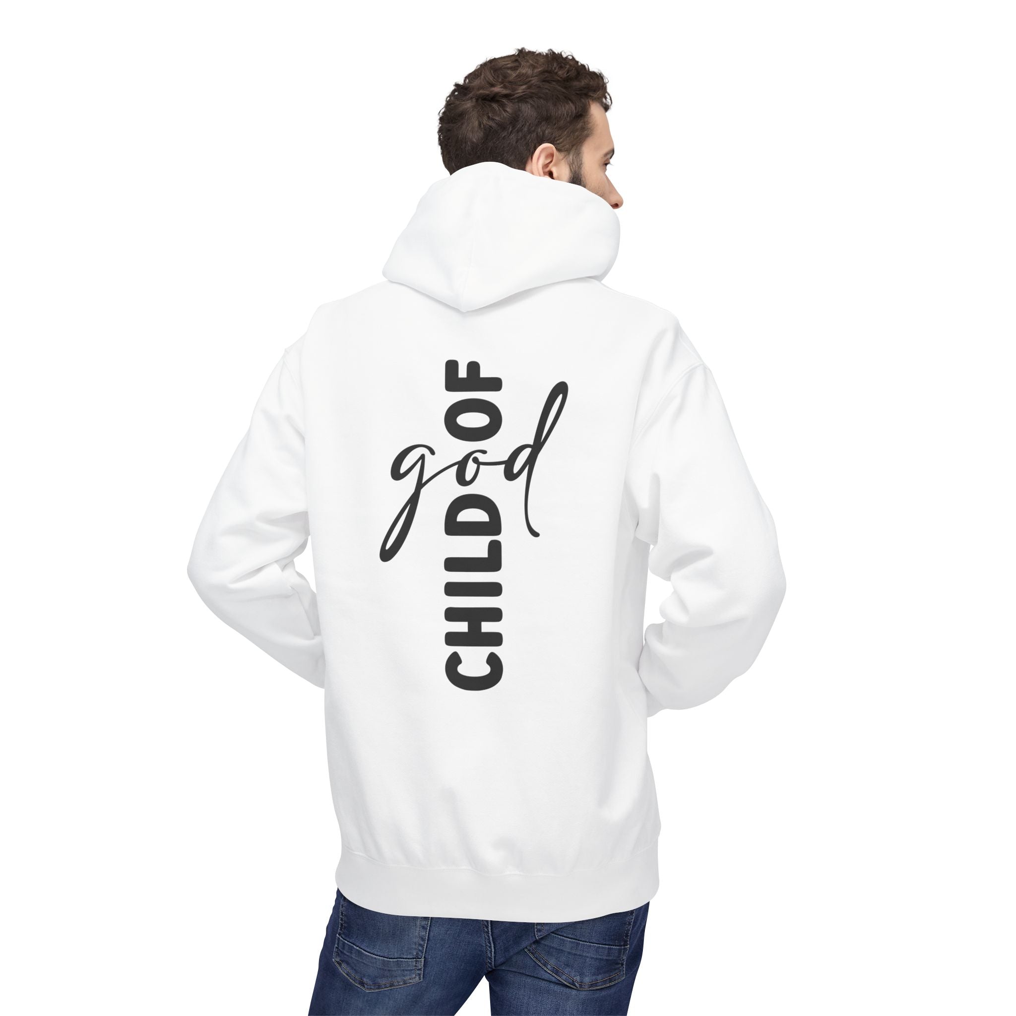 'God Child' Vertical Script with Radiant Cross Design
