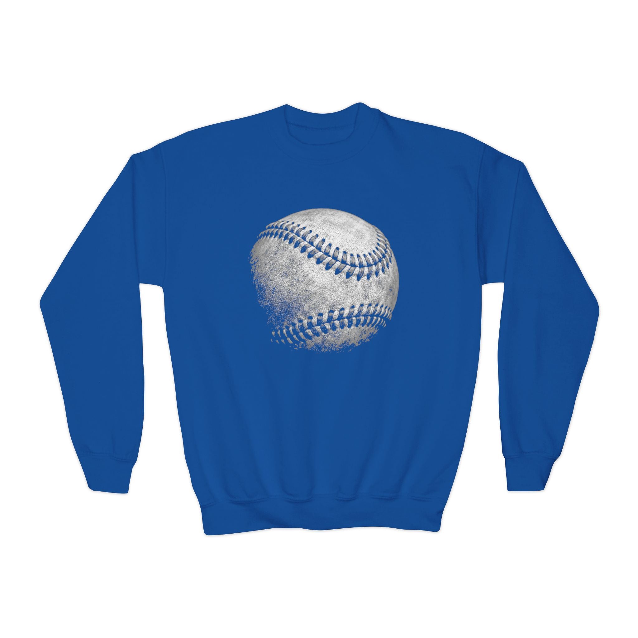 Youth Baseball Crewneck Sweatshirt — Vintage Distressed Baseball Graphic