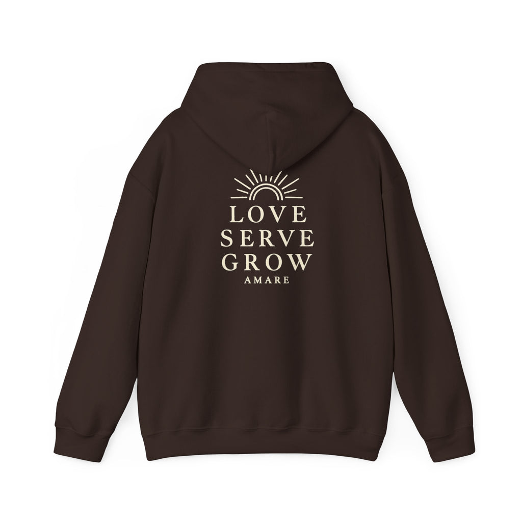 Amare 'Love Serve Grow' Hoodie – Minimalist Inspirational Pullover