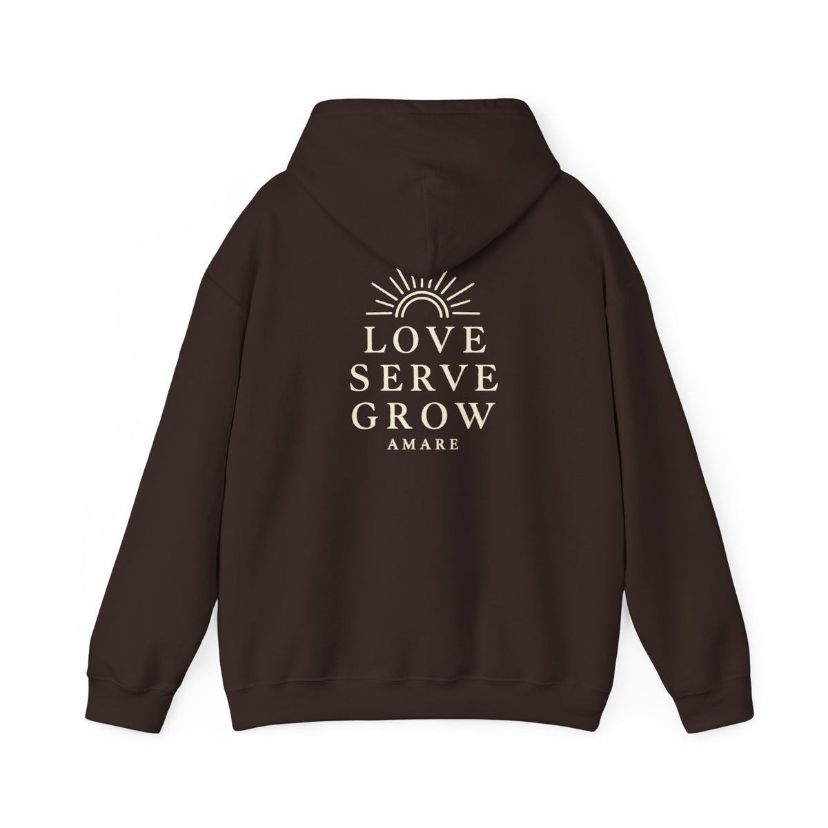Amare 'Love Serve Grow' Hoodie – Minimalist Inspirational Pullover