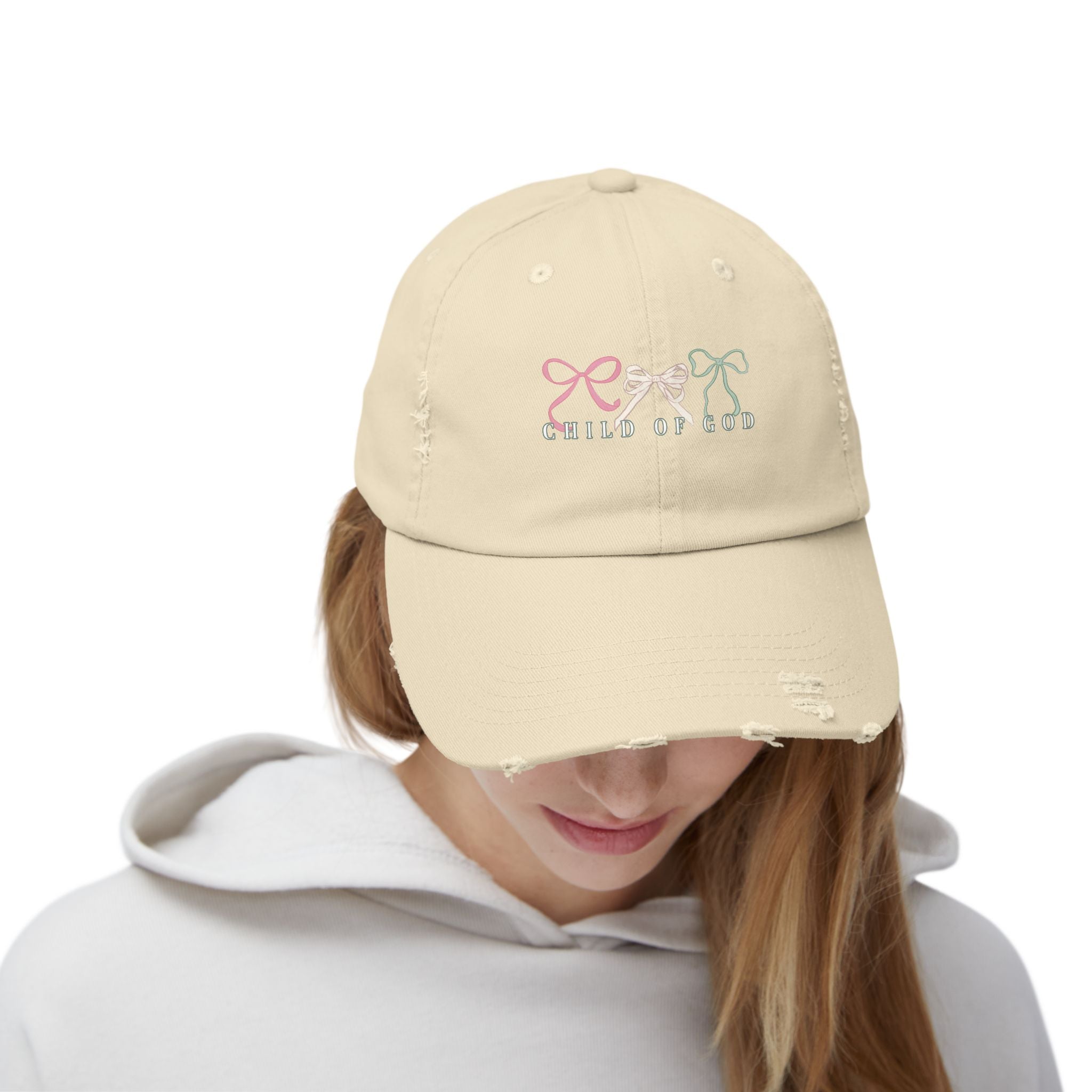 Distressed Cap — Child of God Bows Embroidered Hat