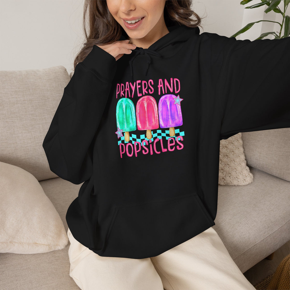 Prayer & Popsicles Hoodie — Cute Pastel Faith Graphic Sweatshirt