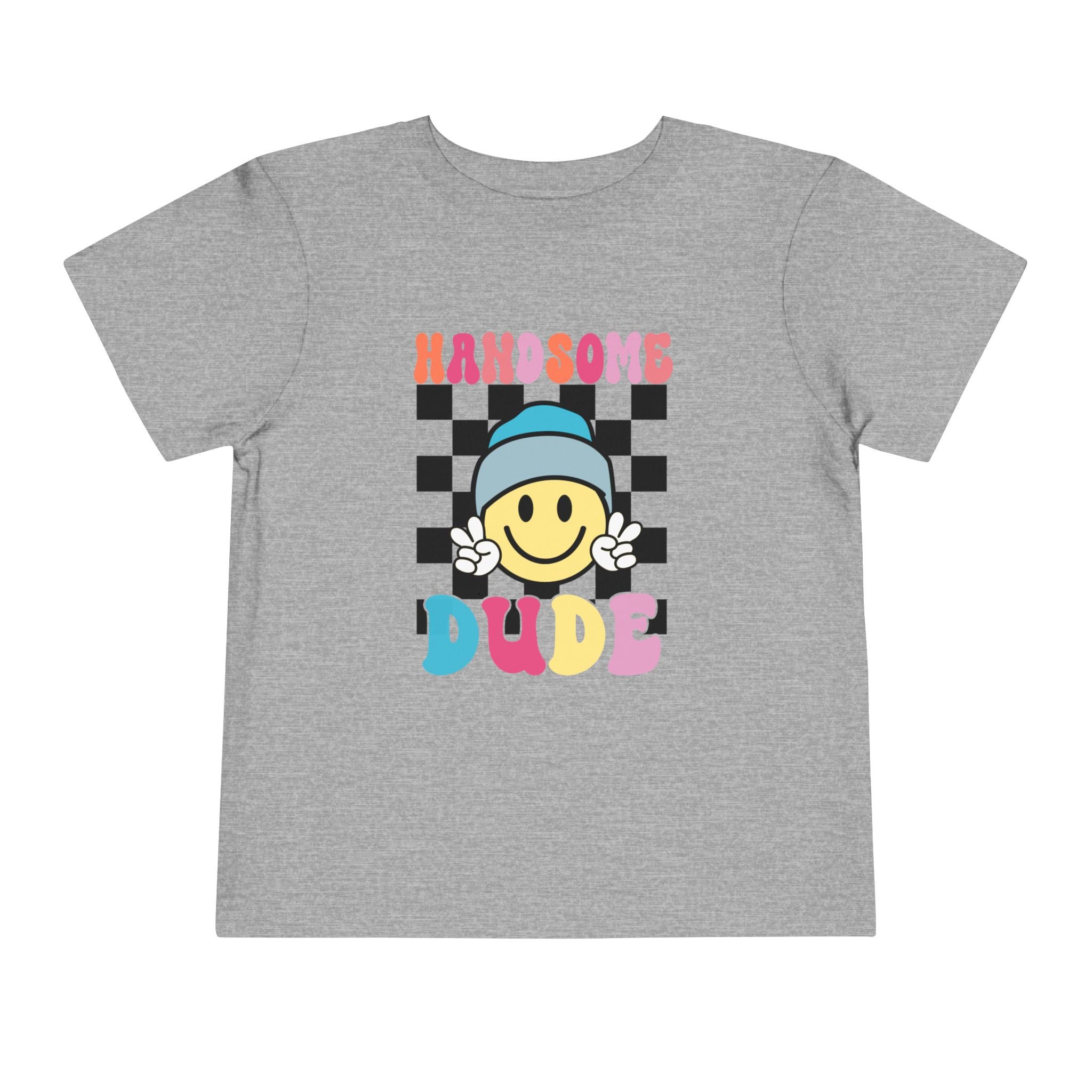 Handsome Dude Toddler Tee — Retro Smile Face Graphic Shirt