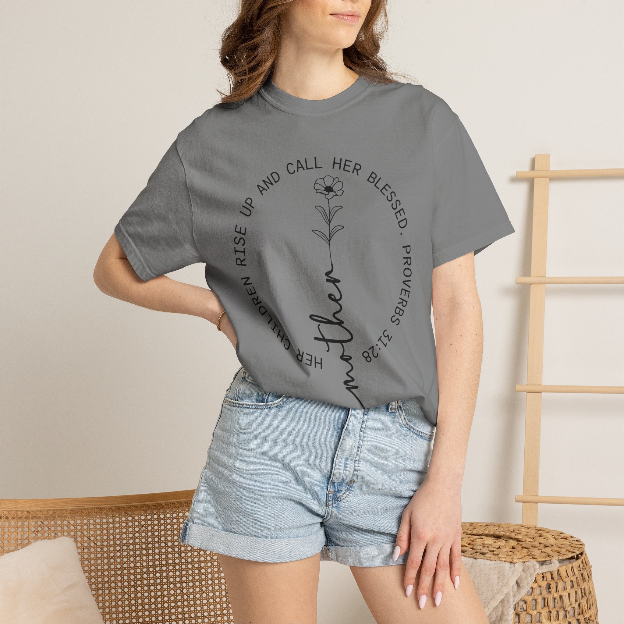 T‑Shirt — “Mother” Floral Scripture Tee (Proverbs 31:28)