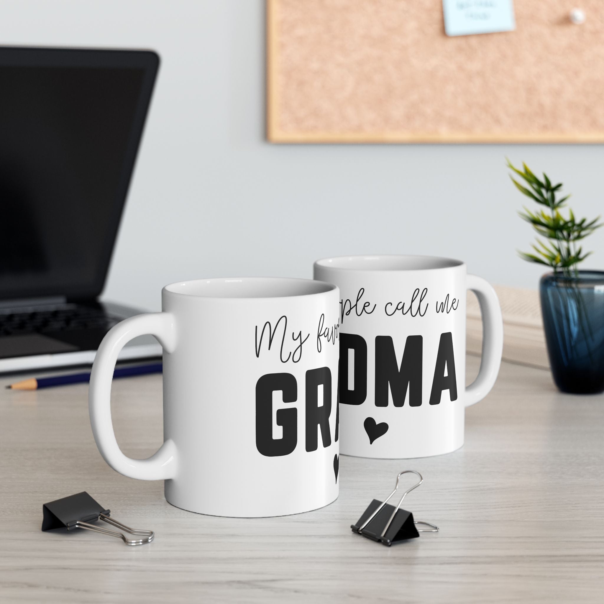Grandma Ceramic Mug  "My Favorite People Call Me Grandma" Heart Coffee Cup (11oz & 15oz)