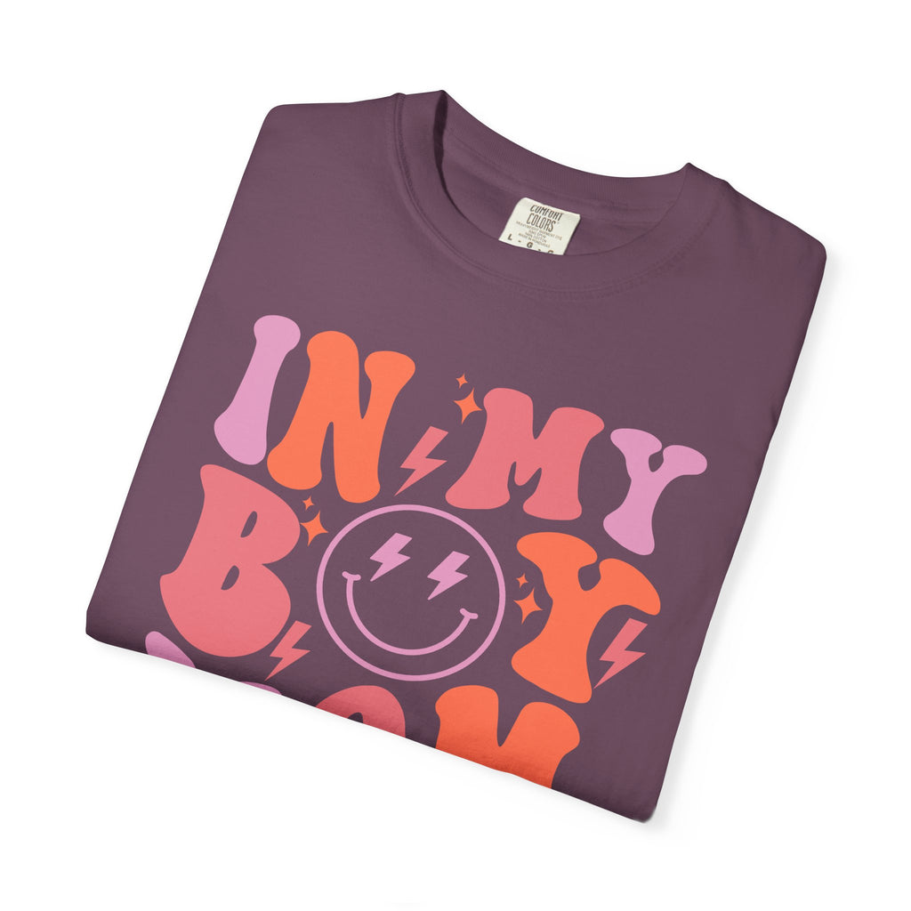 Mom Era Retro Graphic T-Shirt — "In My Boy Mom Era" Smiley Tee