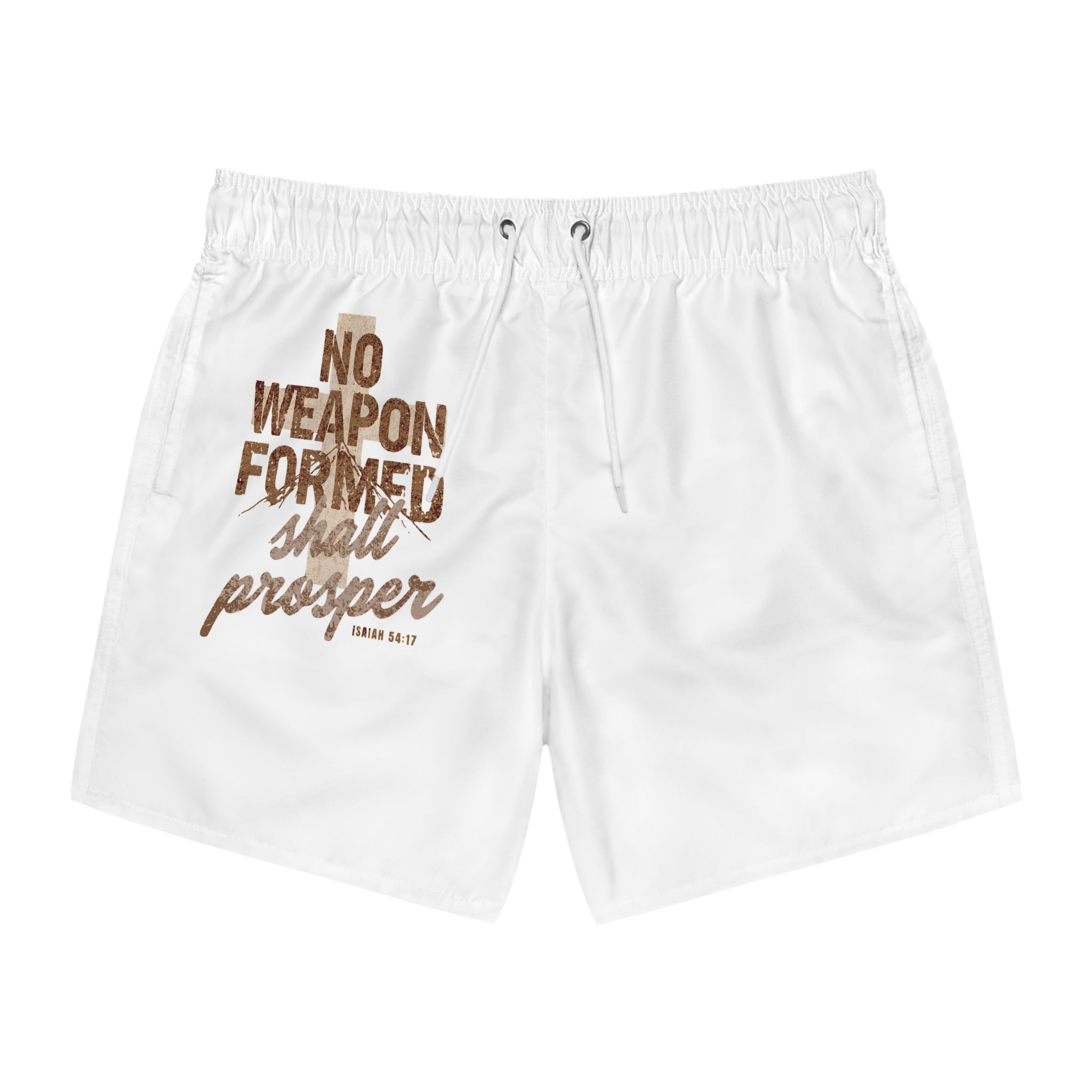 Biblical Swim Trunks "No Weapon Formed Shall Prosper" (Isaiah 54:17)