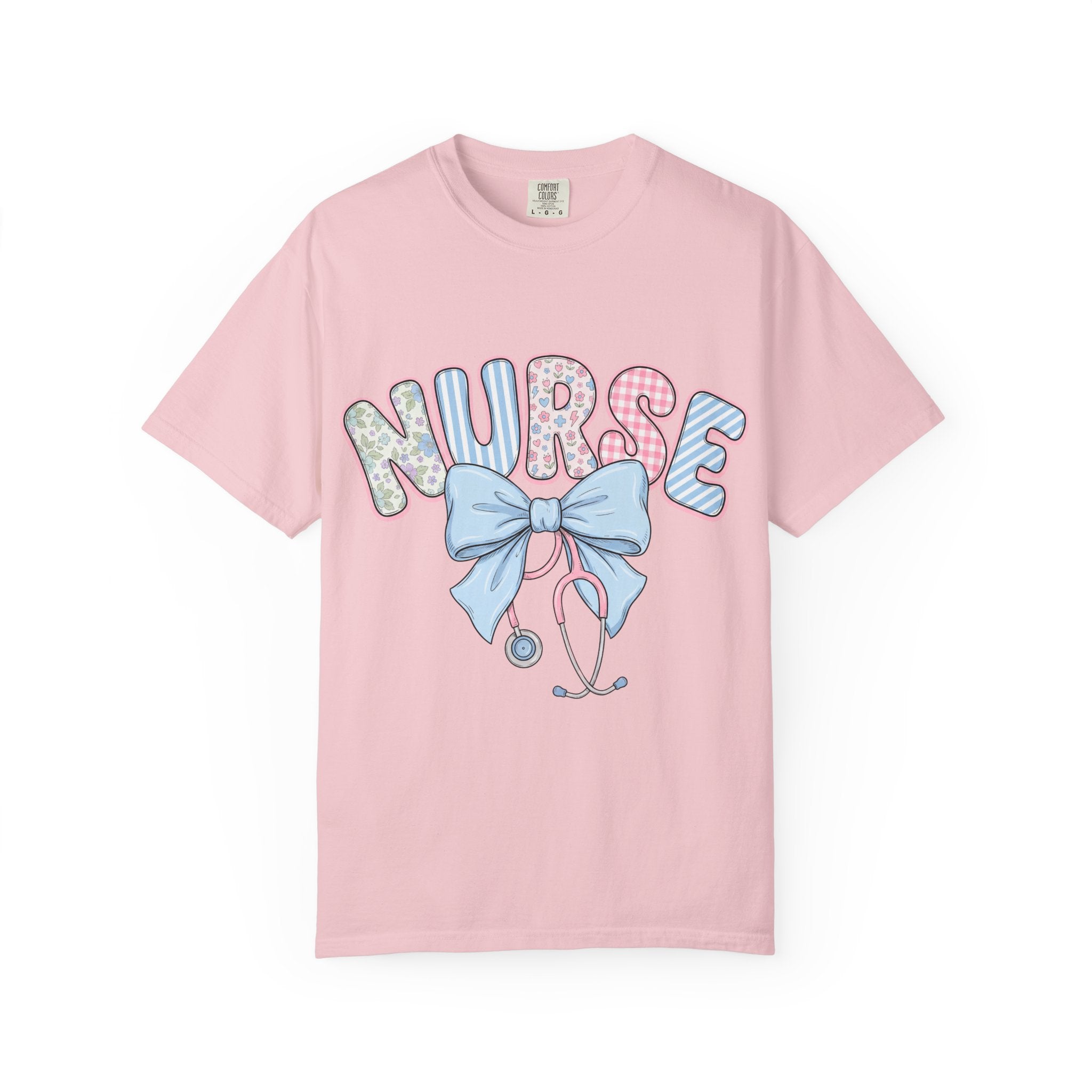 Nurse Bow Stethoscope T-Shirt Pastel Floral Nursing