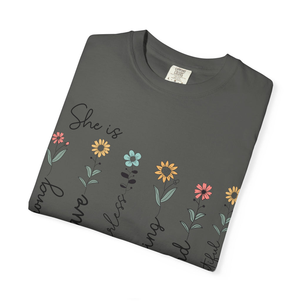 She Is Mom Floral T-Shirt — Brave, Kind, Beautiful Mother's Day Tee