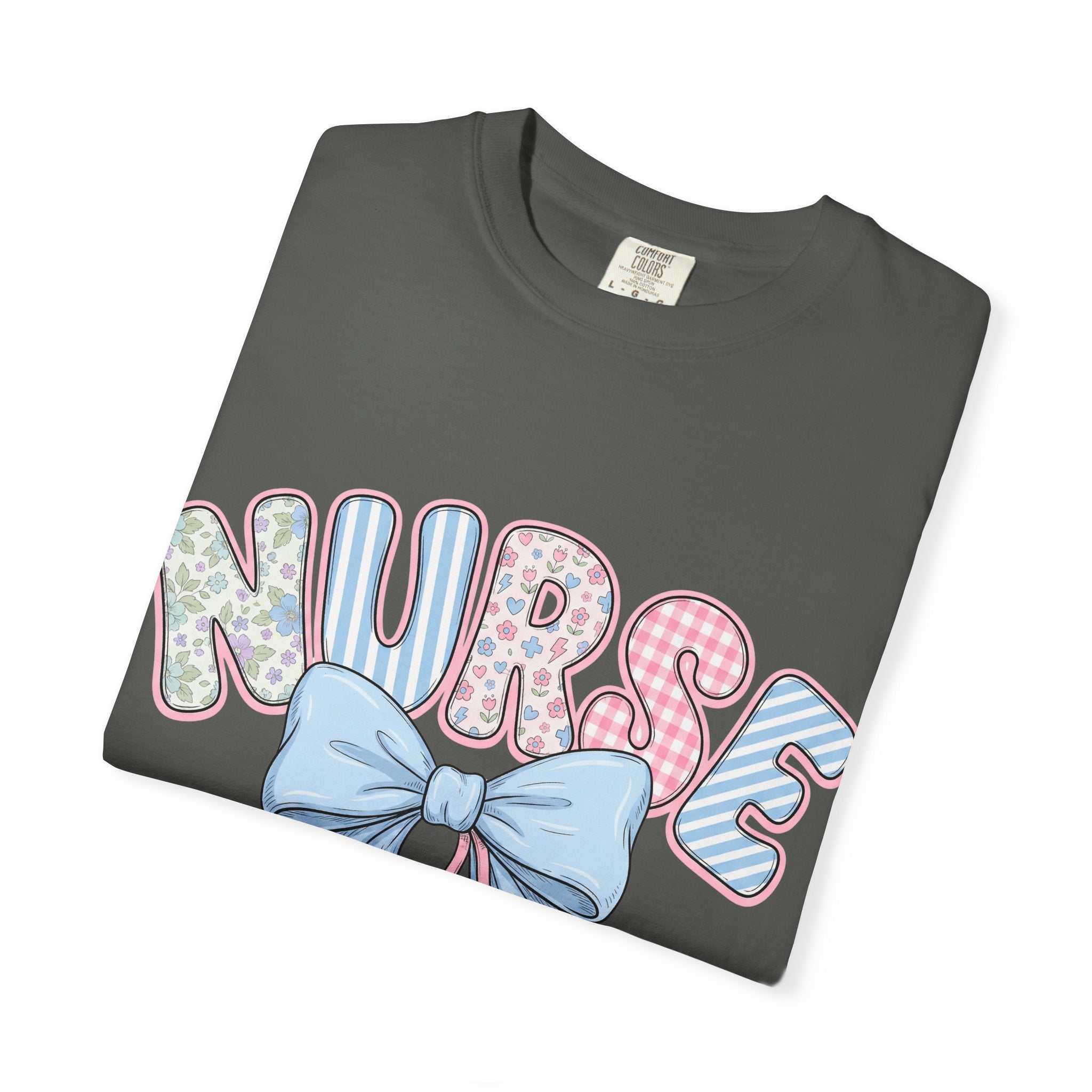 Nurse Bow Stethoscope T-Shirt Pastel Floral Nursing
